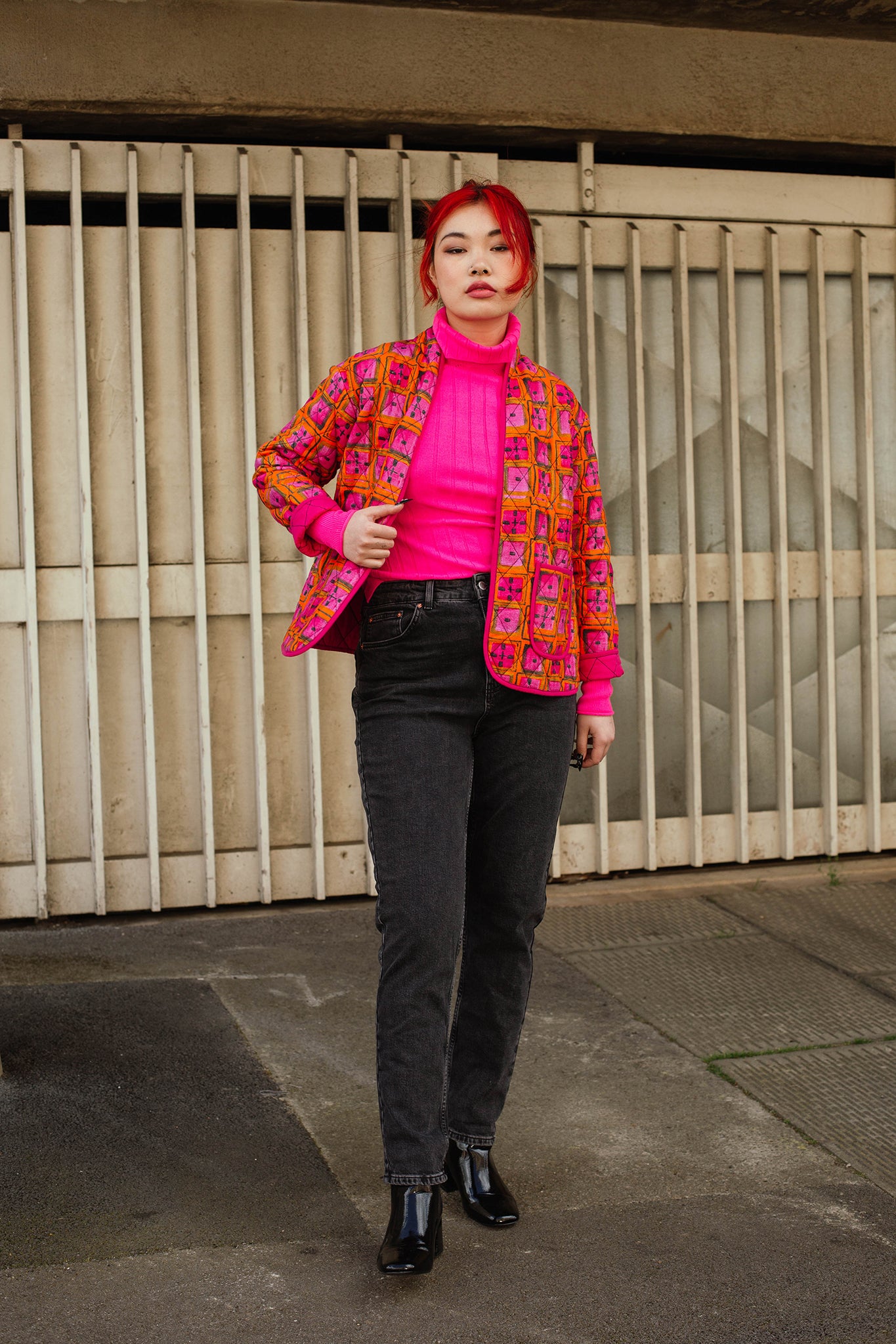 Short Quilted Jacket in 'Divine & Conquer'