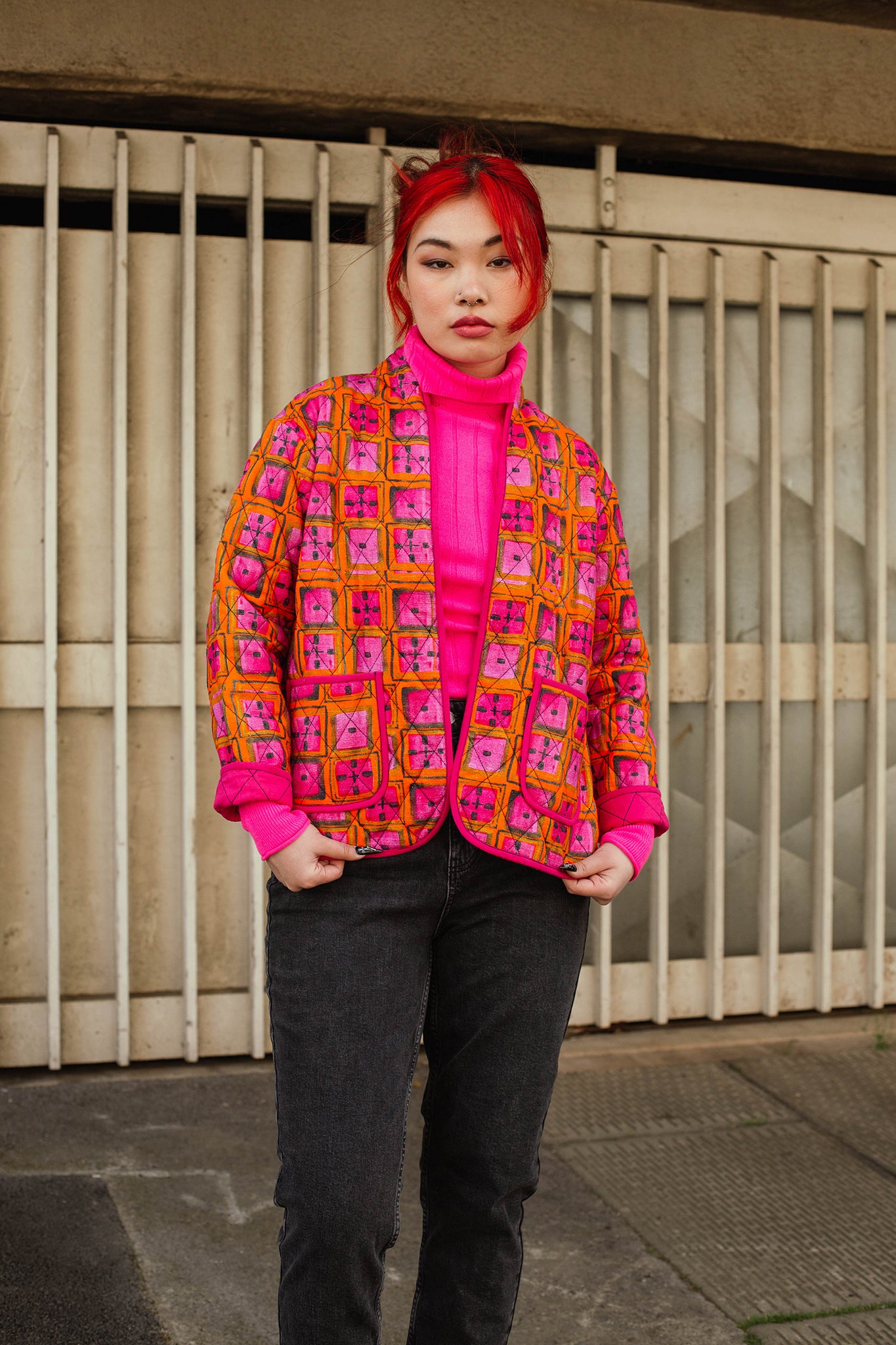 Short Quilted Jacket in 'Divine & Conquer'