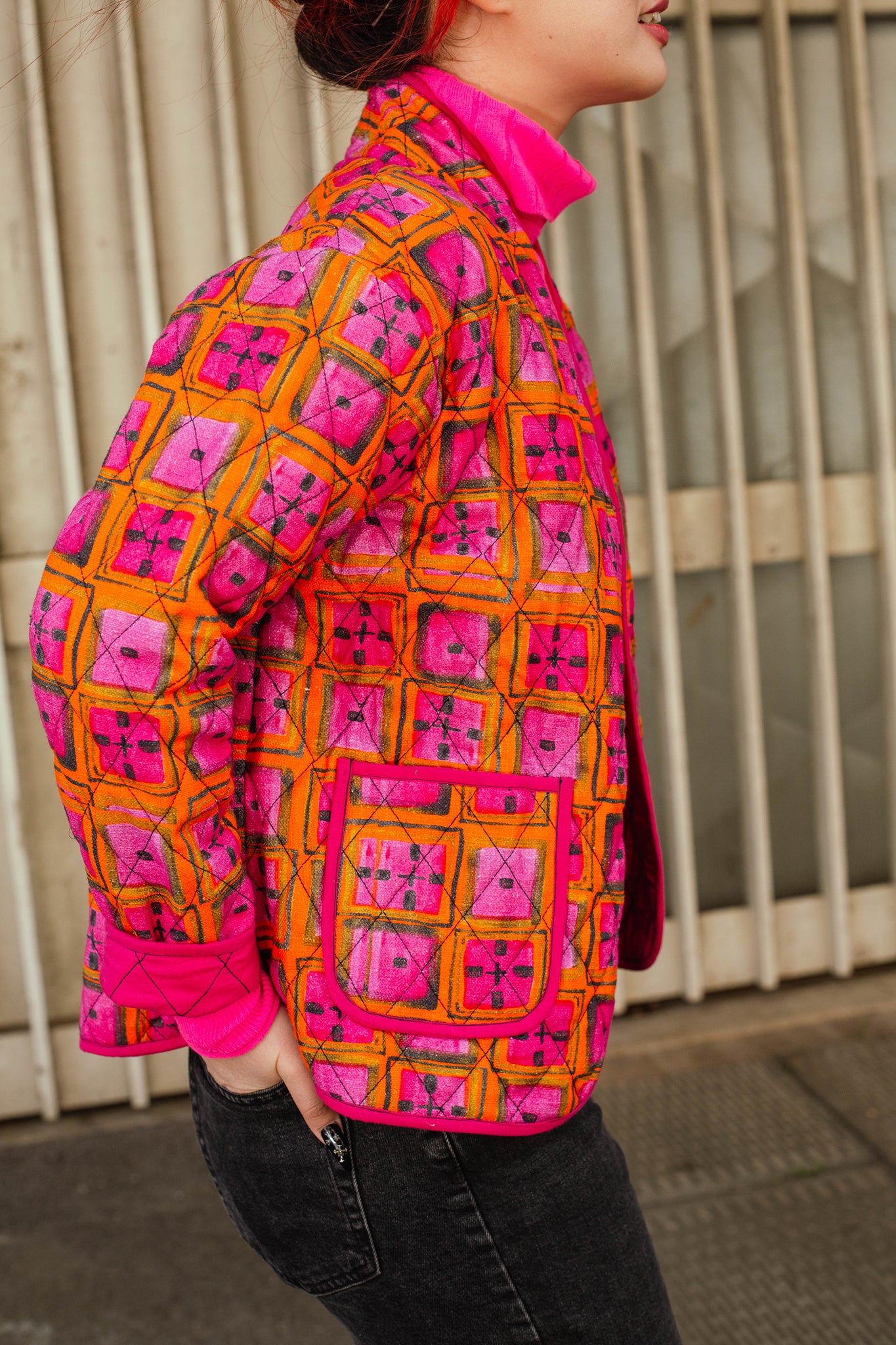 Short Quilted Jacket in 'Divine & Conquer'