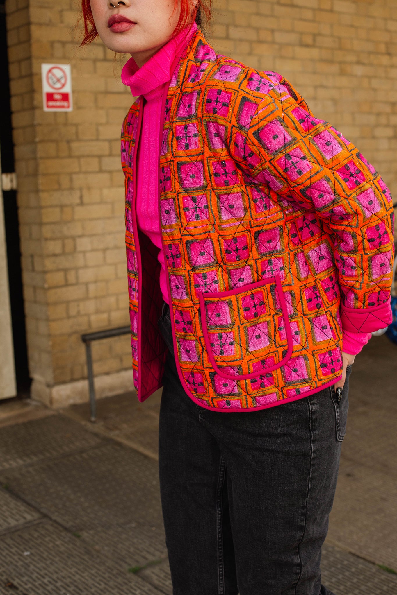 Short Quilted Jacket in 'Divine & Conquer'