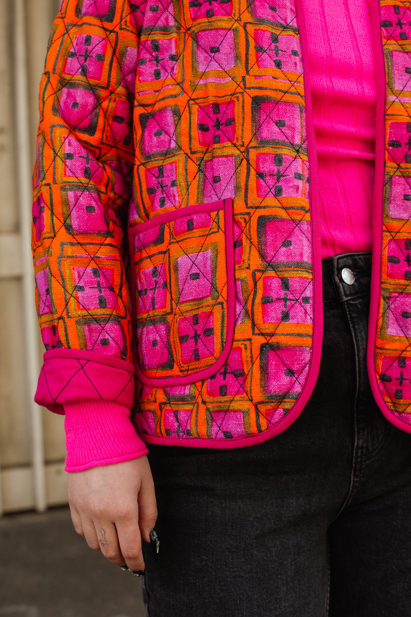 Short Quilted Jacket in 'Divine & Conquer'