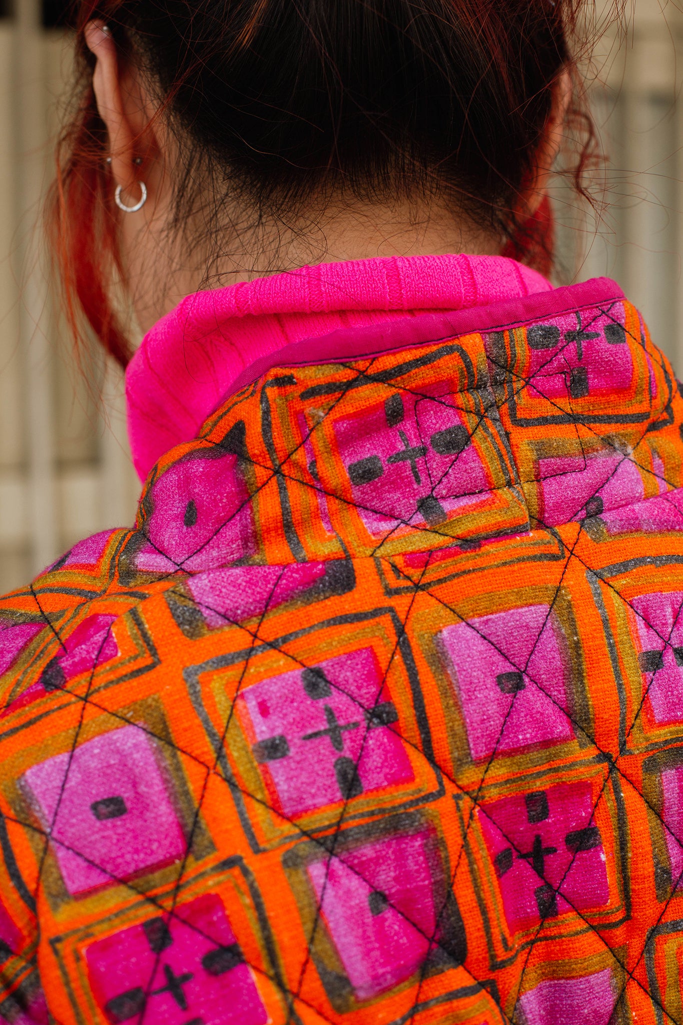 Short Quilted Jacket in 'Divine & Conquer'