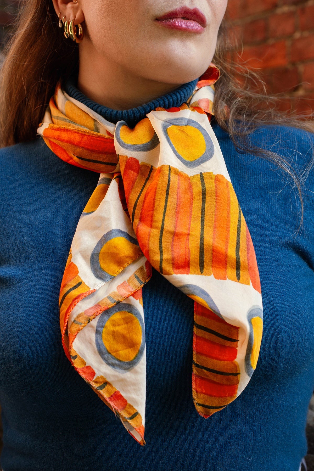 Silky Scarf in 'Oranges On White'