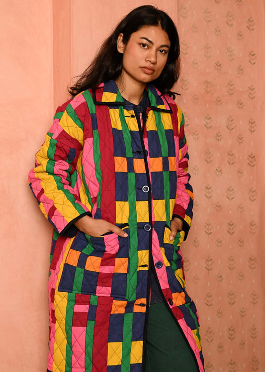 Quilted Overcoat in 'Sweet Shop'