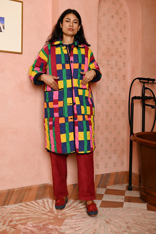 Quilted Overcoat in 'Sweet Shop'