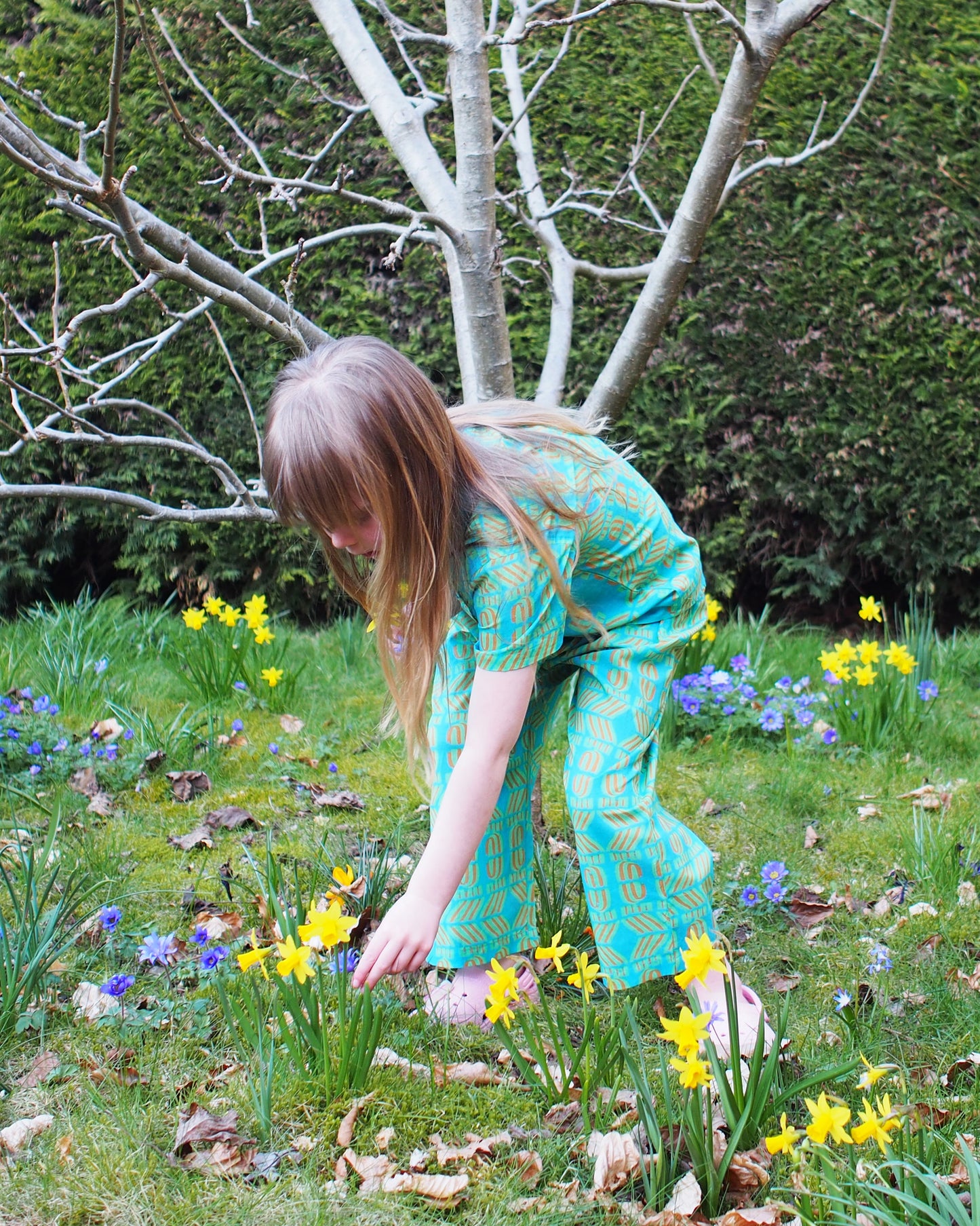 Kid's Trousers in 'Turquoise Flamingo'