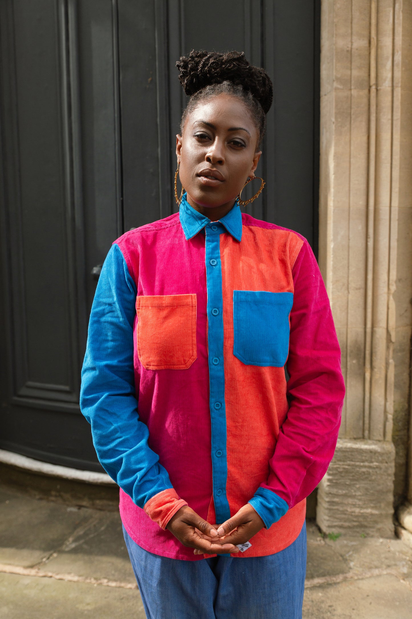 Cord shirt, Corduroy shirt, colourful shirt, patchwork shirt, patchwork trousers, colourful cord trousers, colourful corduroy trousers, patchwork cord, colourful trousers