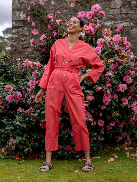 Playsuit in 'Pink Honeycomb'