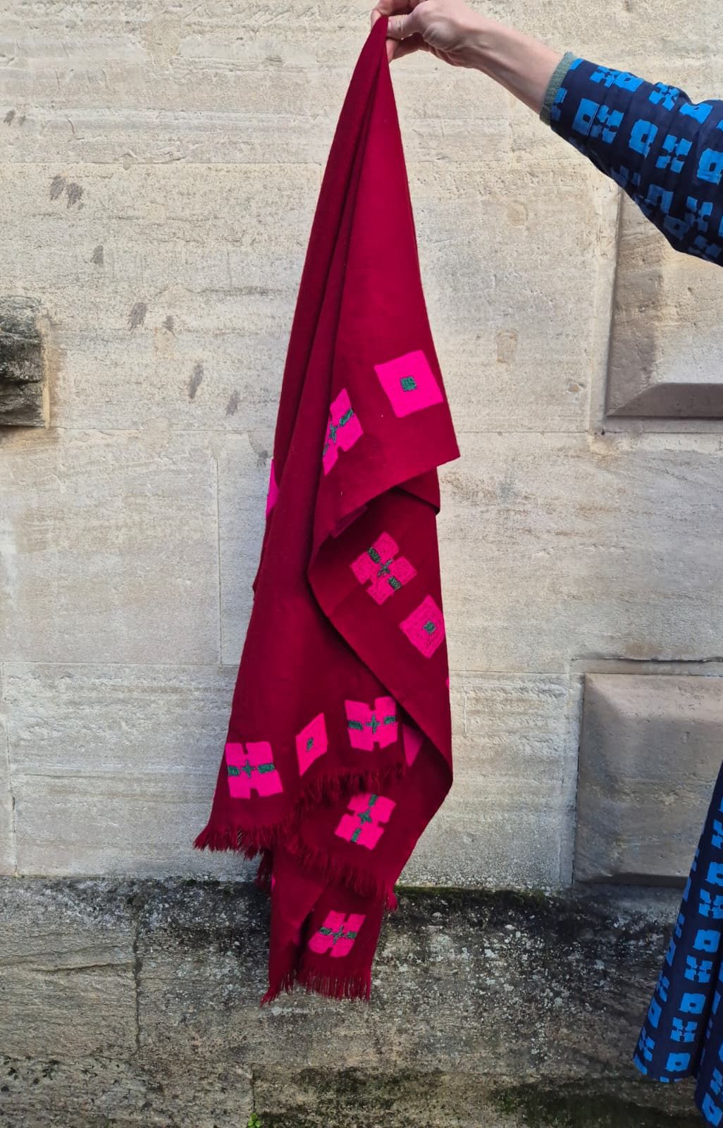 Wool Shawl in 'Burgundy Check' or 'Plum Check'