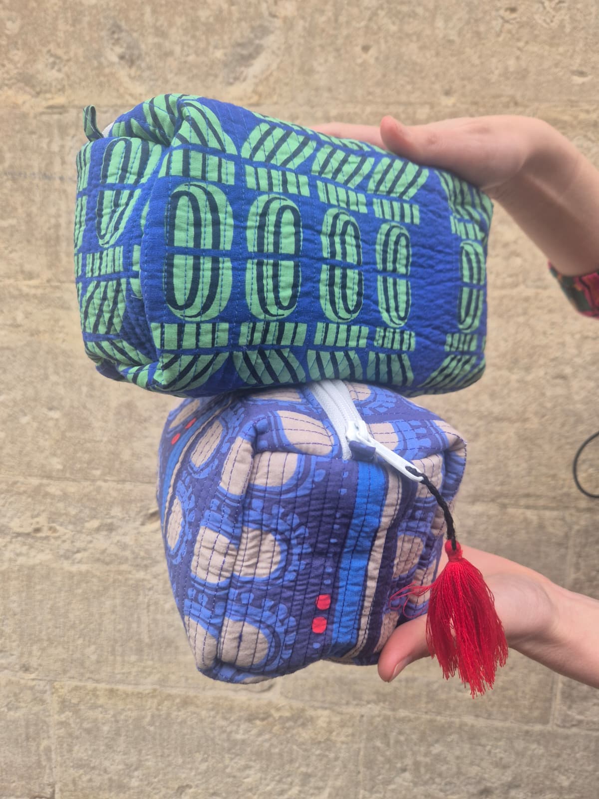 Quilted Make-up Bag 'Red Bead'