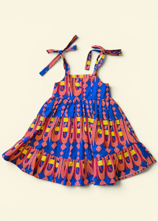 Kid's Cotton Butterfly Dress in 'Waterfall'