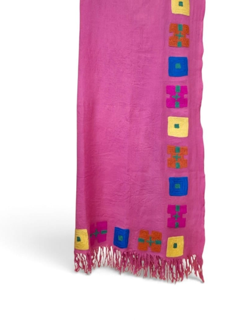 Wool Shawl in 'Pink Bric a Brac'