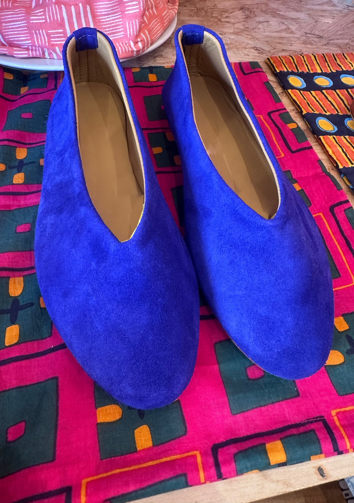 Yves Suede Blue Ballet Flat
