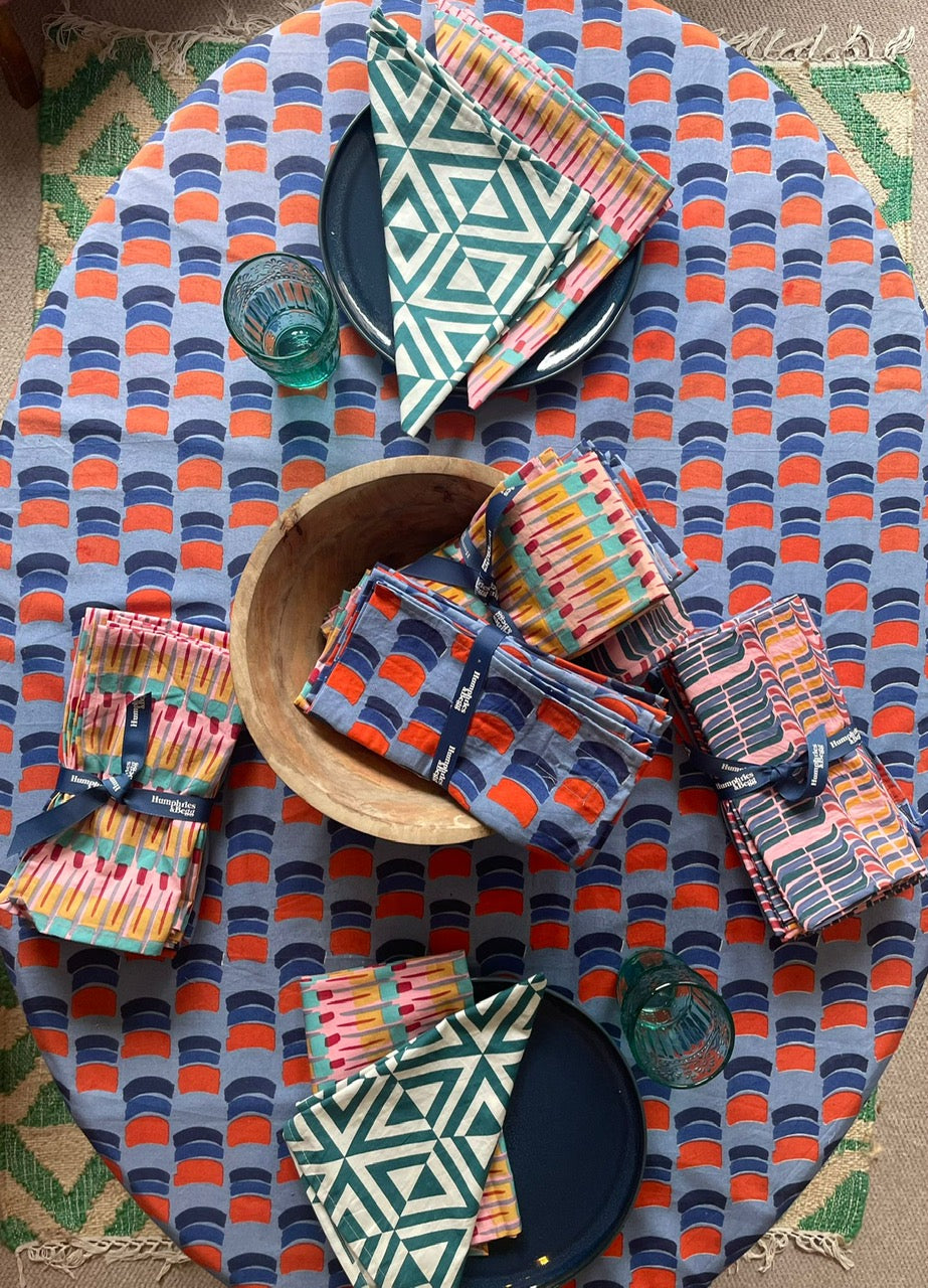 Patchwork Tablecloth in 'Blue Slice' & 'Row of Soldiers'