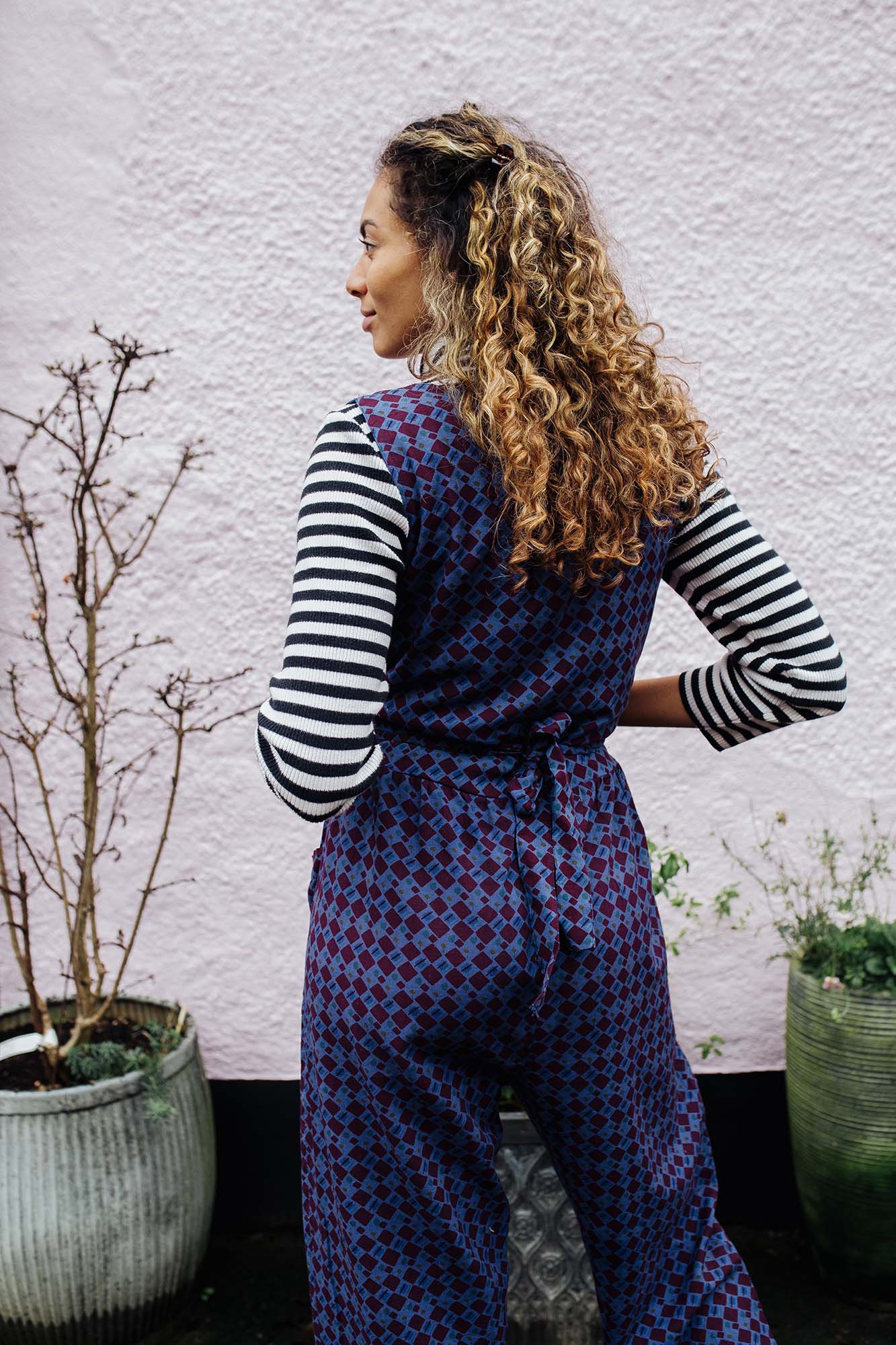 Andy Dungarees In Indigo Check