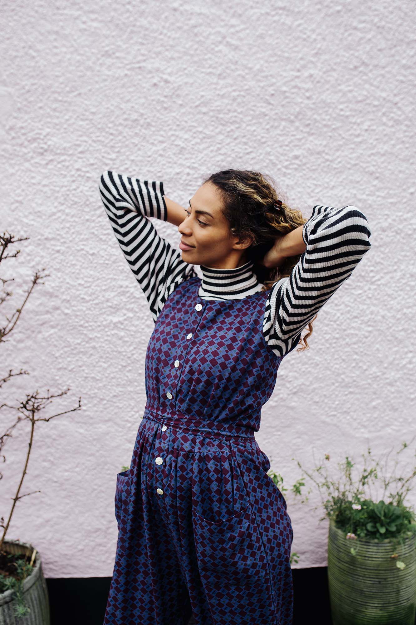 Andy Dungarees In Indigo Check