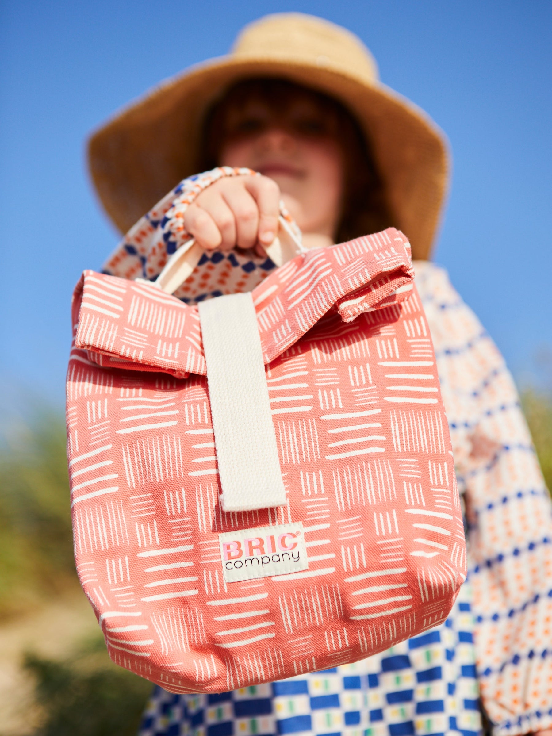 Kids Lunch bag in Rose Hash print Bric Collab-Humphries and Begg