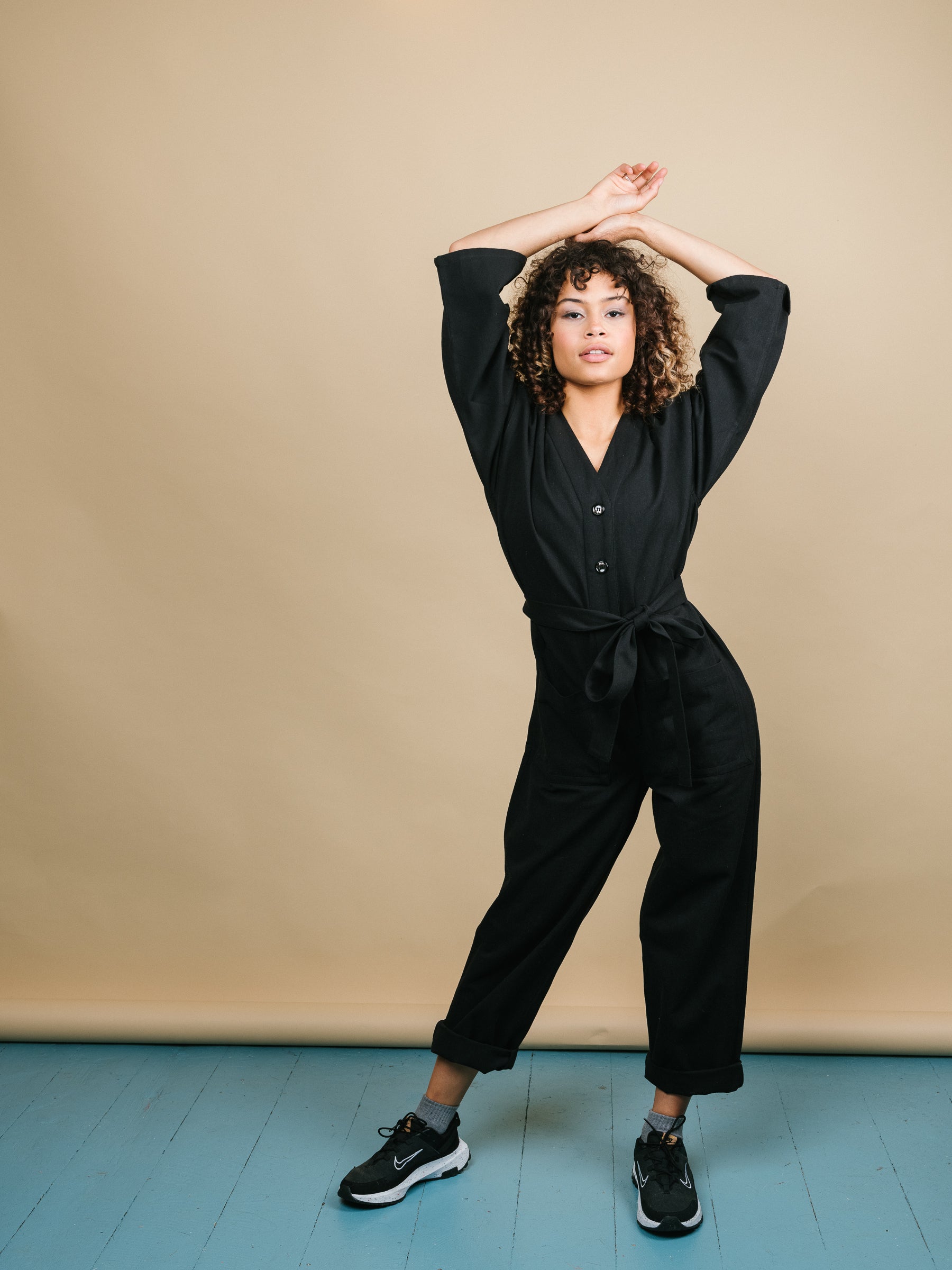 Playsuit in Black Recycled cotton-Humphries and Begg