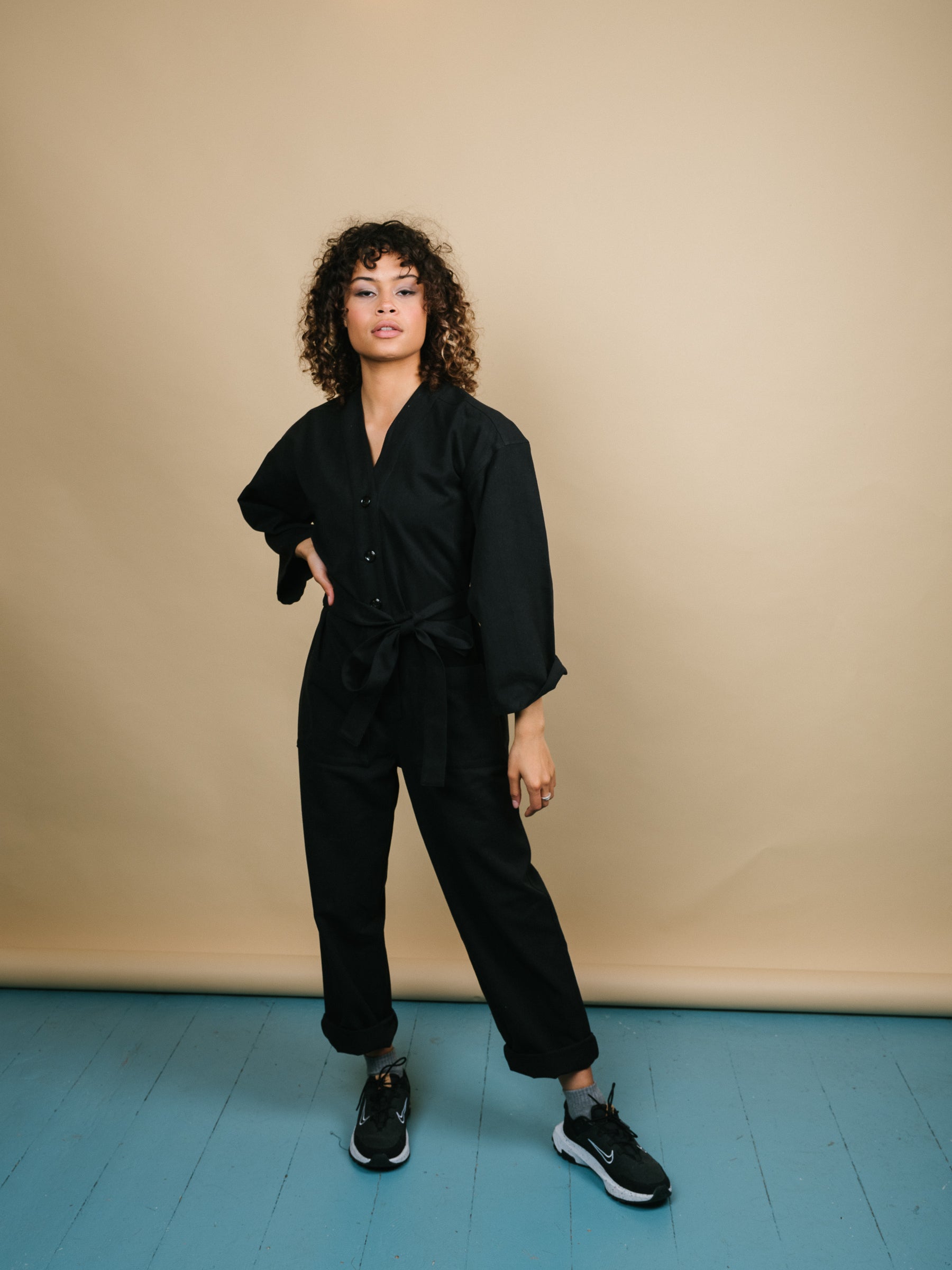 Playsuit in Black Recycled cotton-Humphries and Begg