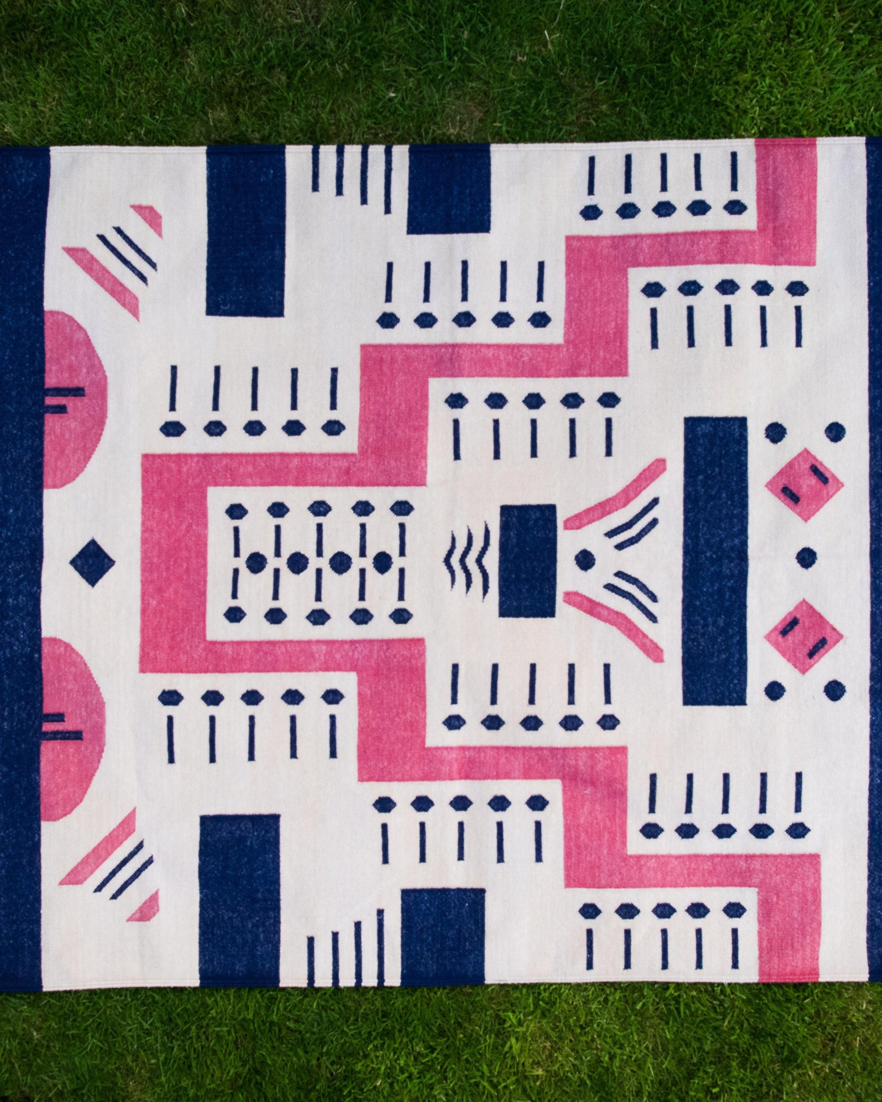 Desert Blues Rug - Handwoven cotton dhurrie-Humphries and Begg