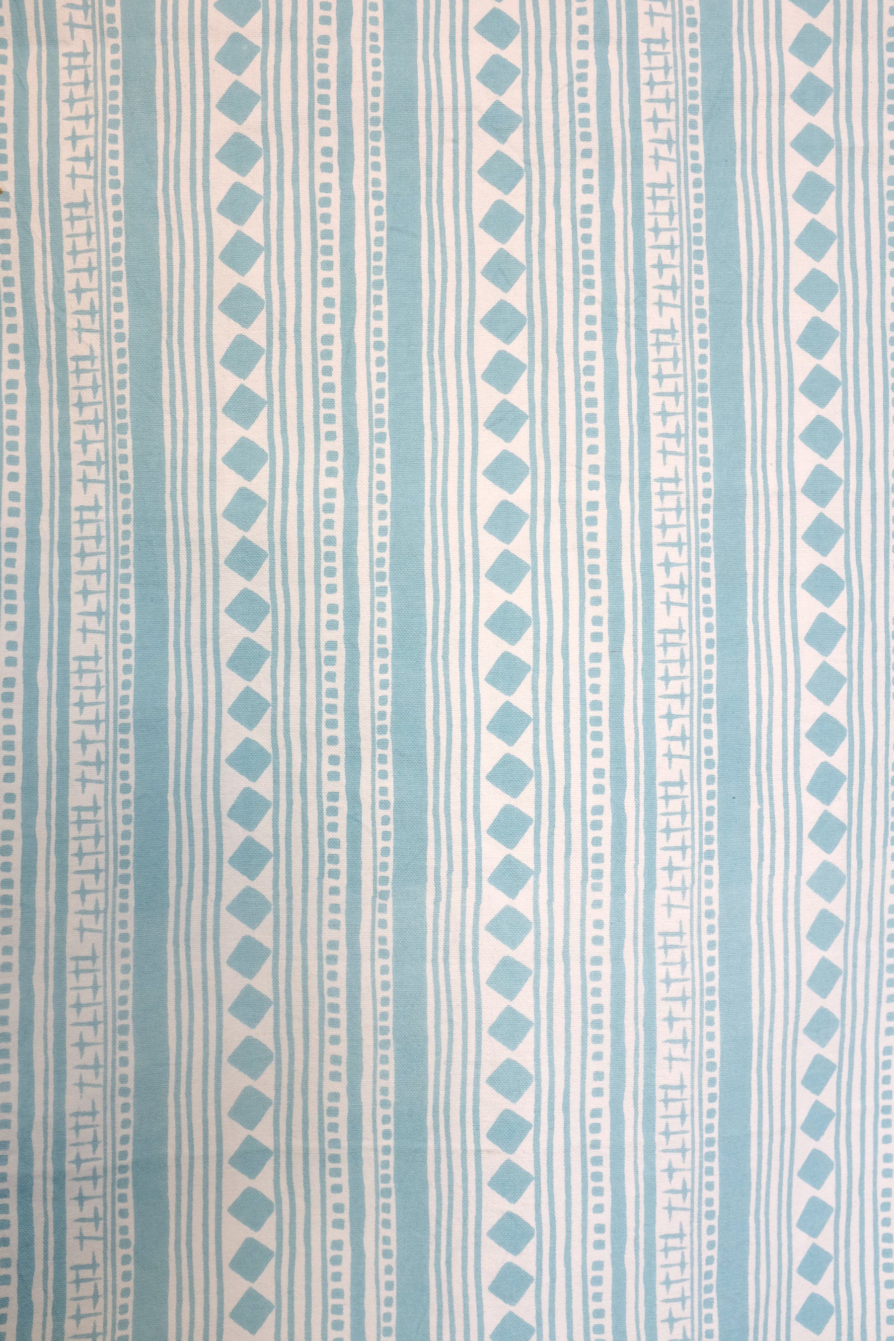 Aquamarine cabaret stripe and rose hash cotton short bolster 46 x 20cm-Humphries and Begg