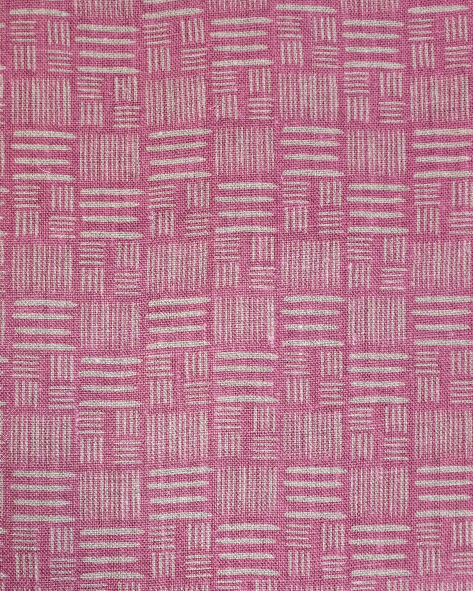 Fabric - Linen - Hash in Raspberry Hash £32 p/m-Humphries and Begg