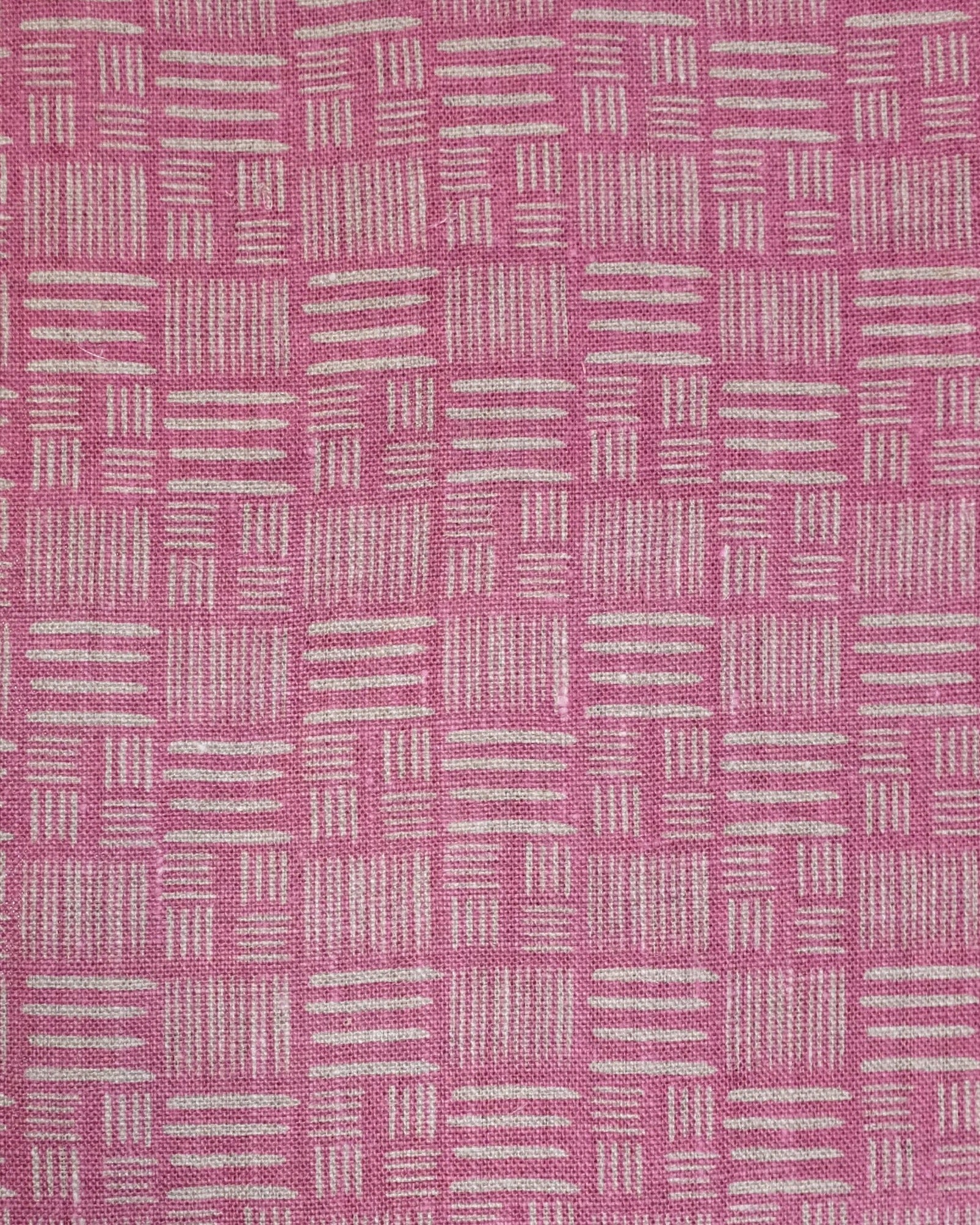 Fabric - Linen - Hash in Raspberry Hash £32 p/m-Humphries and Begg