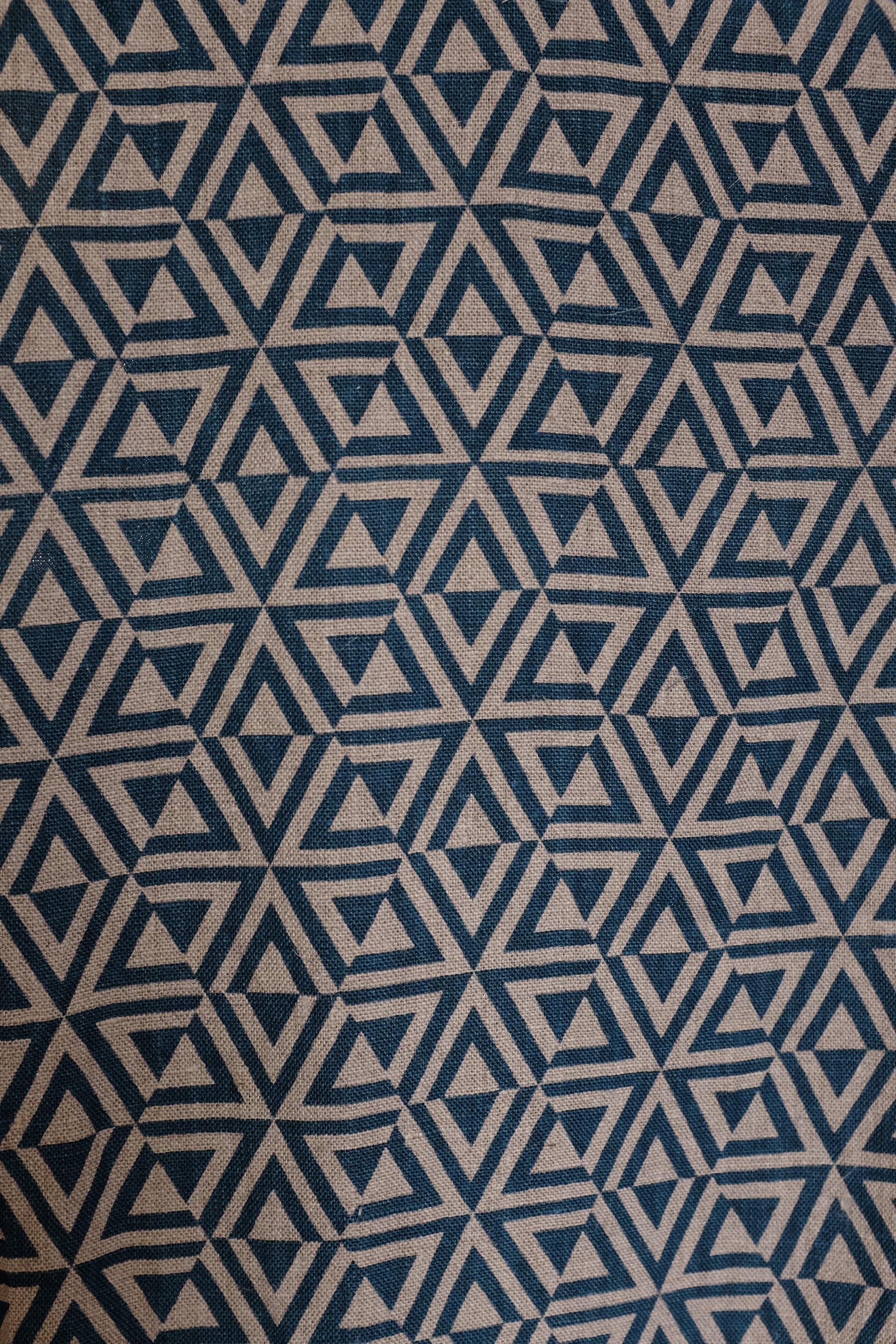 Rectangular teal honeycomb linen and row of soldiers cotton cushion 40 x 60cm-Humphries and Begg