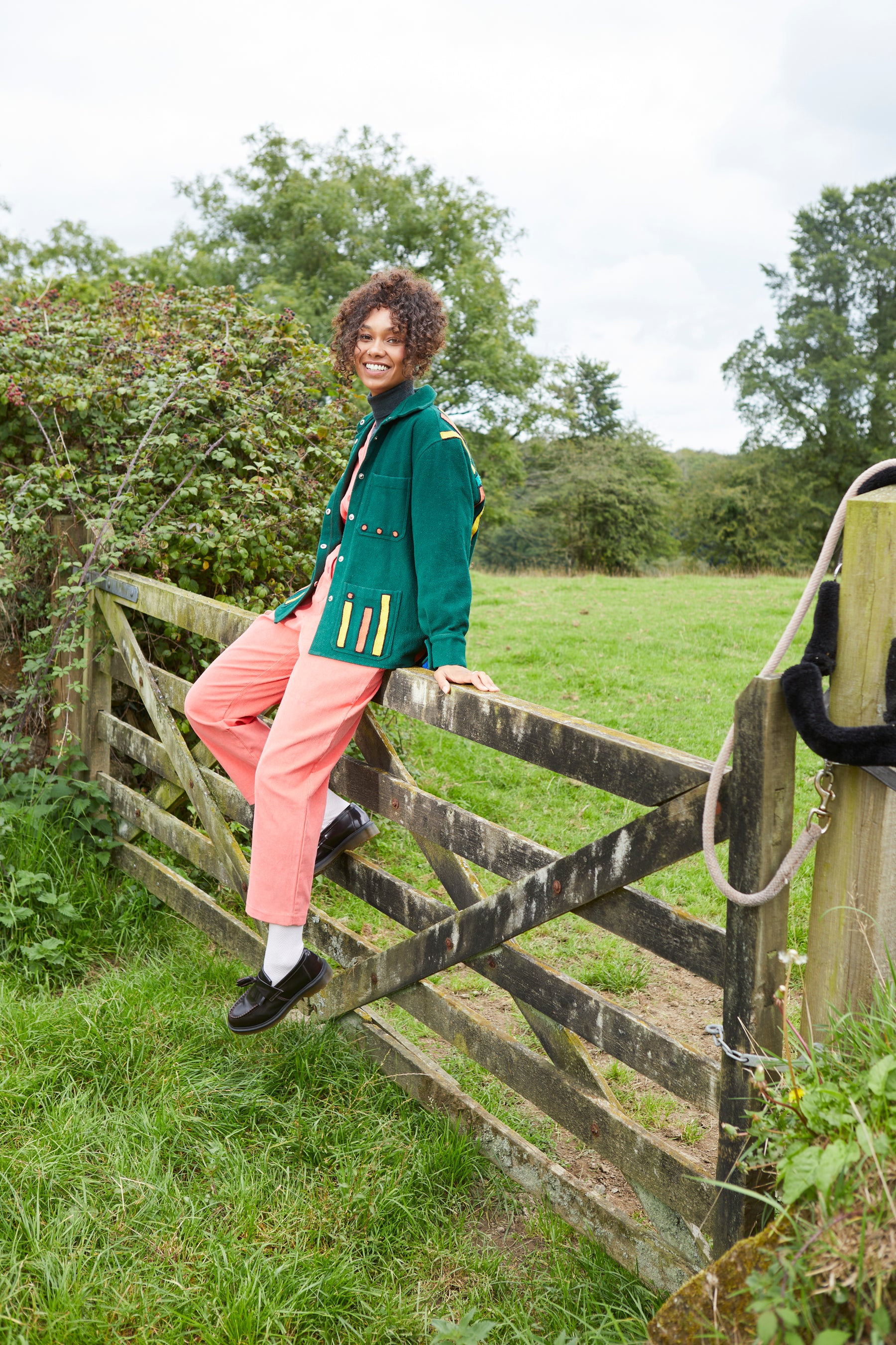 Unisex Embroidered Jacket in 'Green'