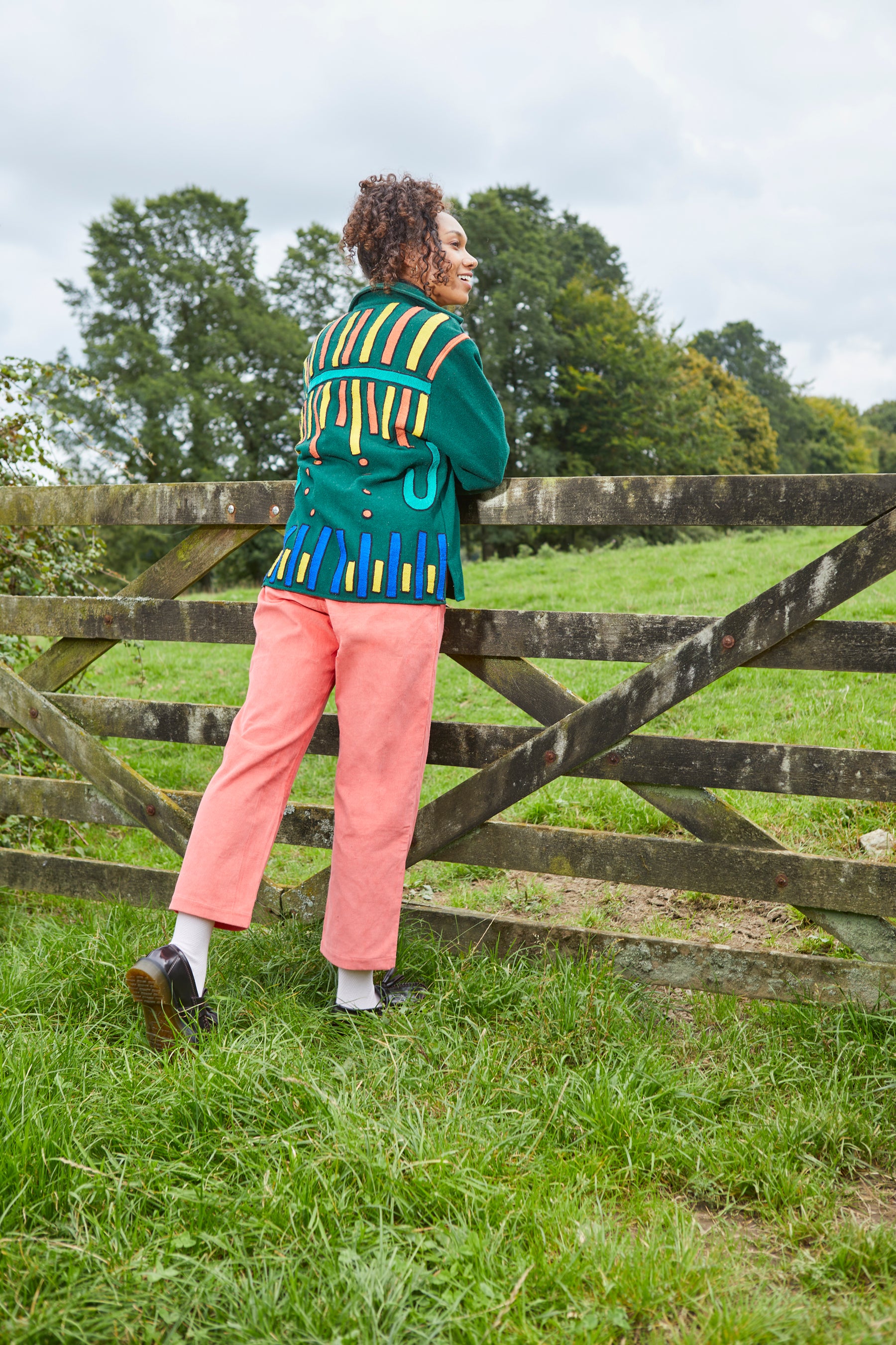 Unisex Embroidered Jacket in 'Green'