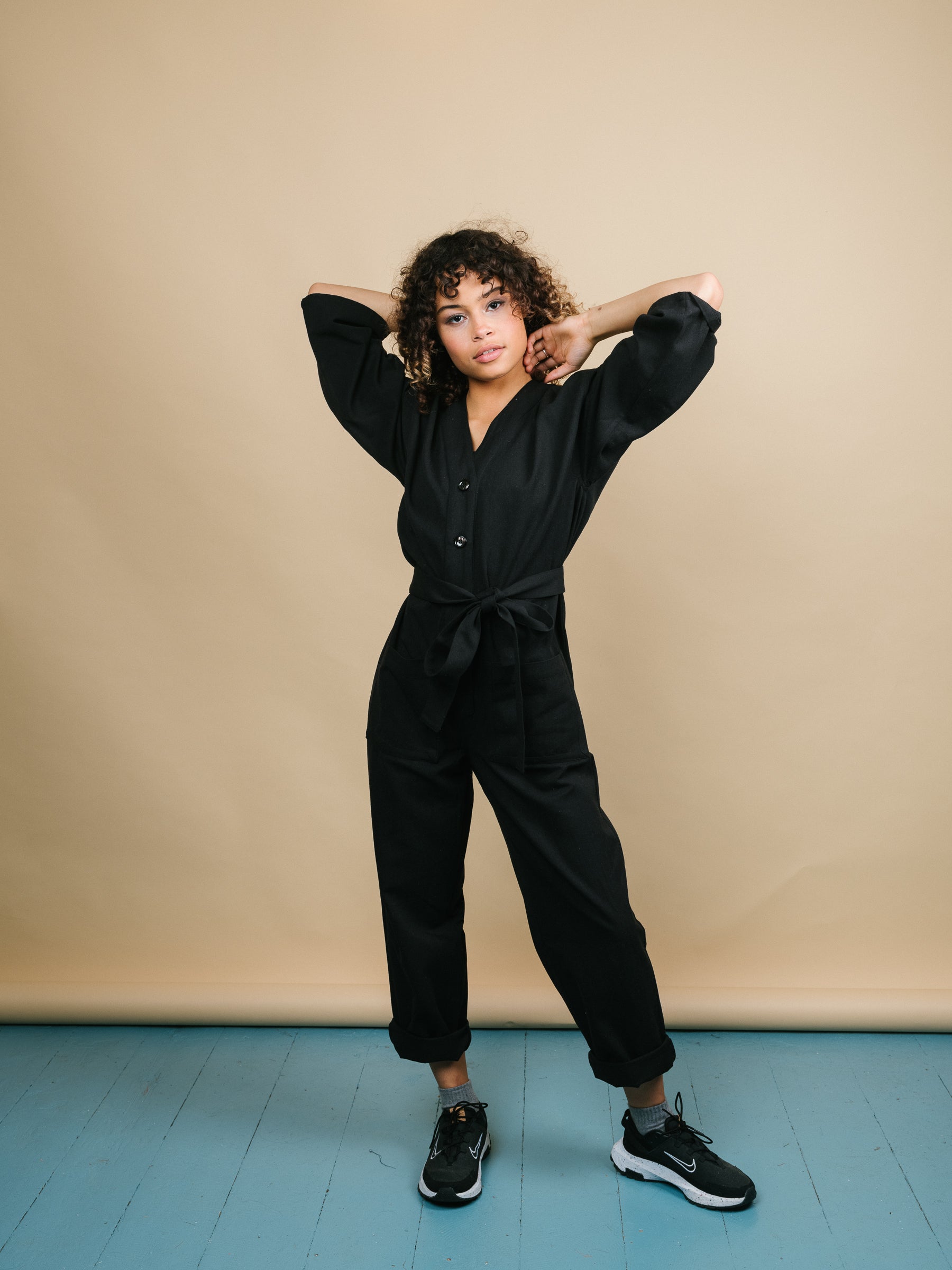 Playsuit in Black Recycled cotton-Humphries and Begg