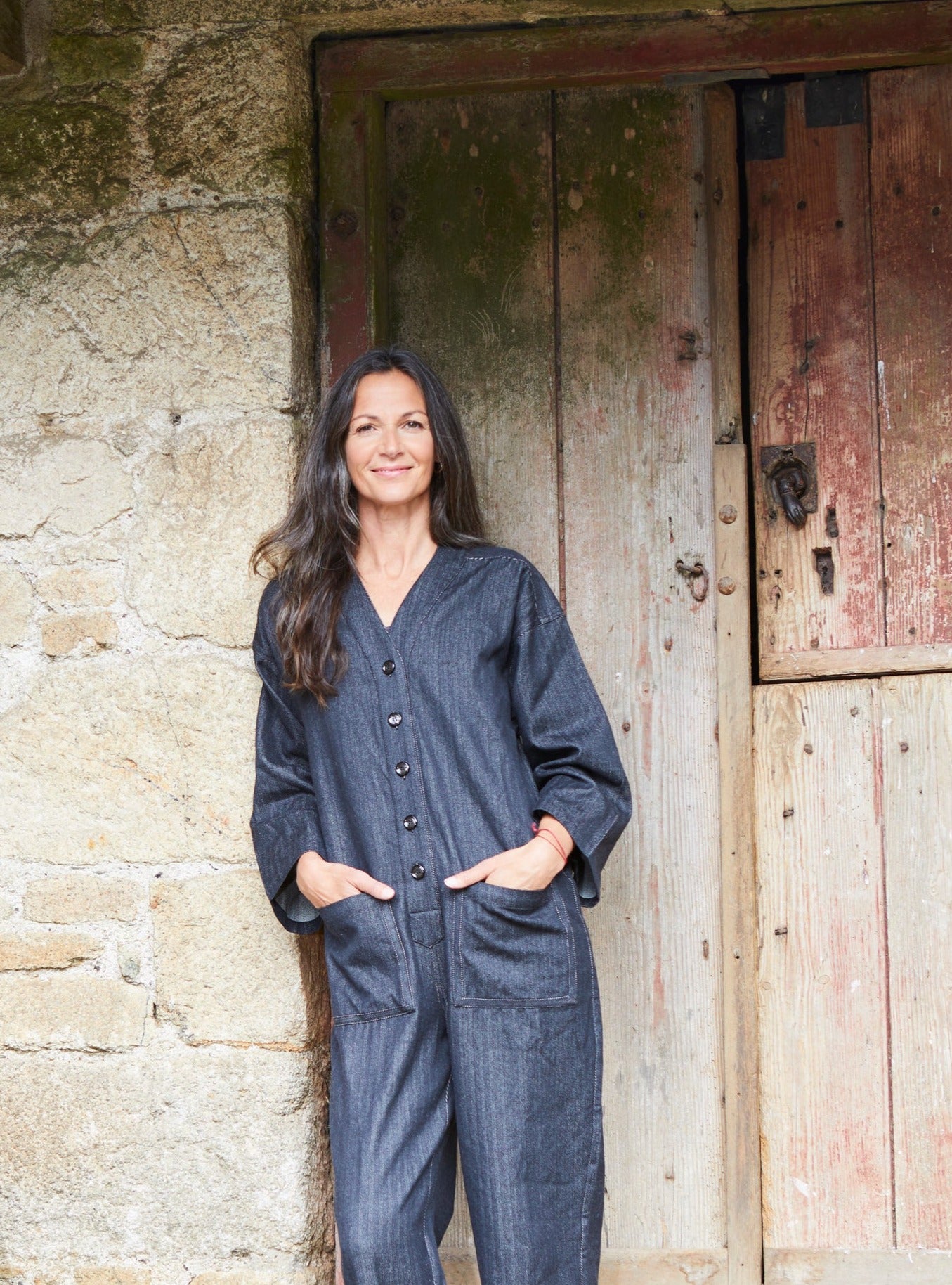 Playsuit in Black recycled Herringbone