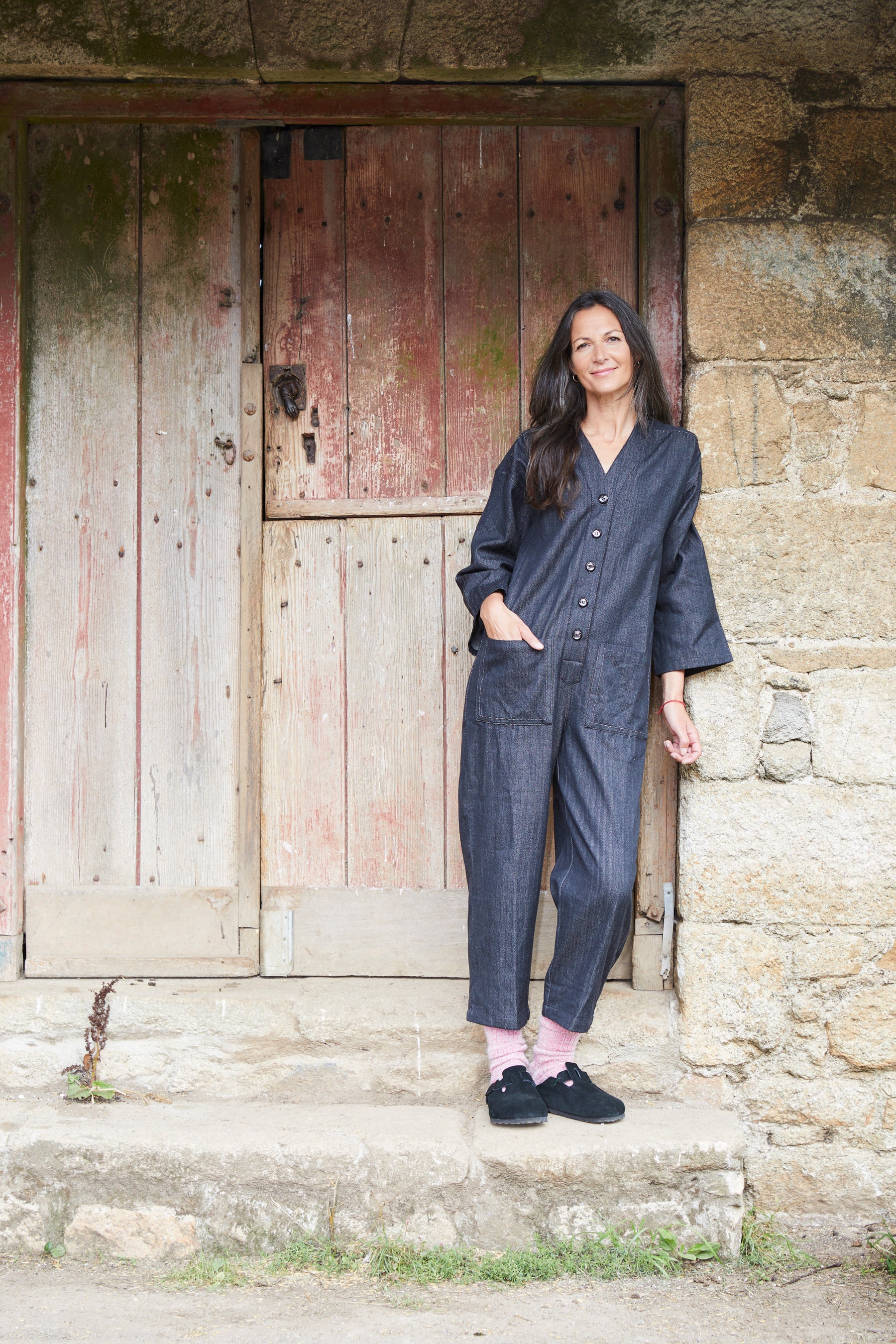 Playsuit in Black recycled Herringbone