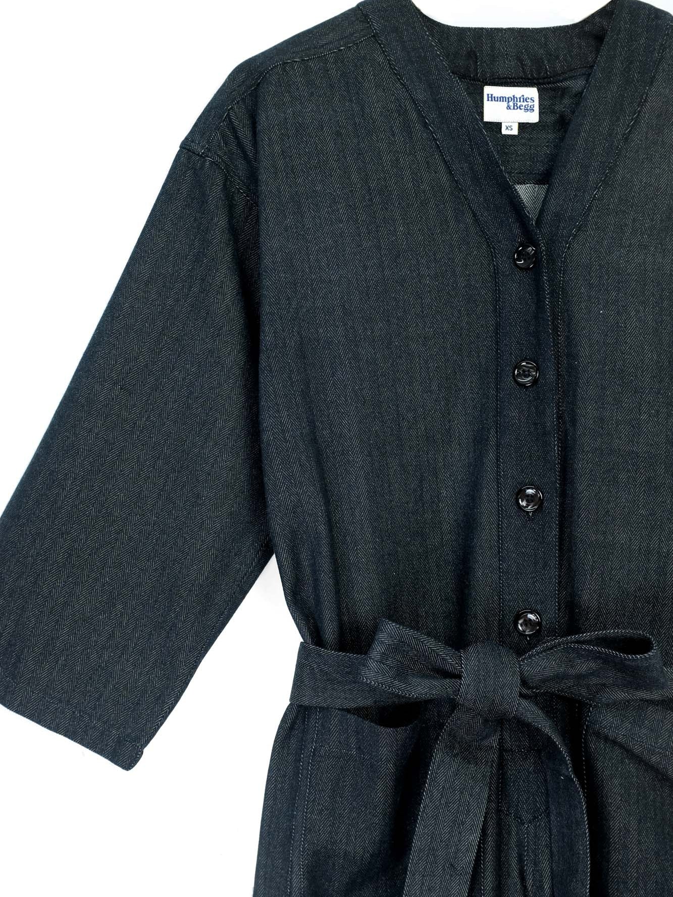 Playsuit in Black recycled Herringbone-Humphries and Begg