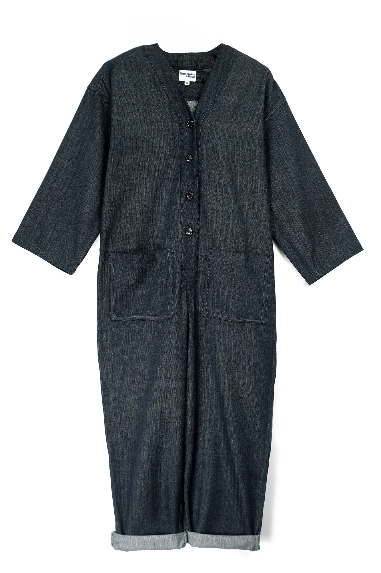 Playsuit in Black recycled Herringbone-Humphries and Begg