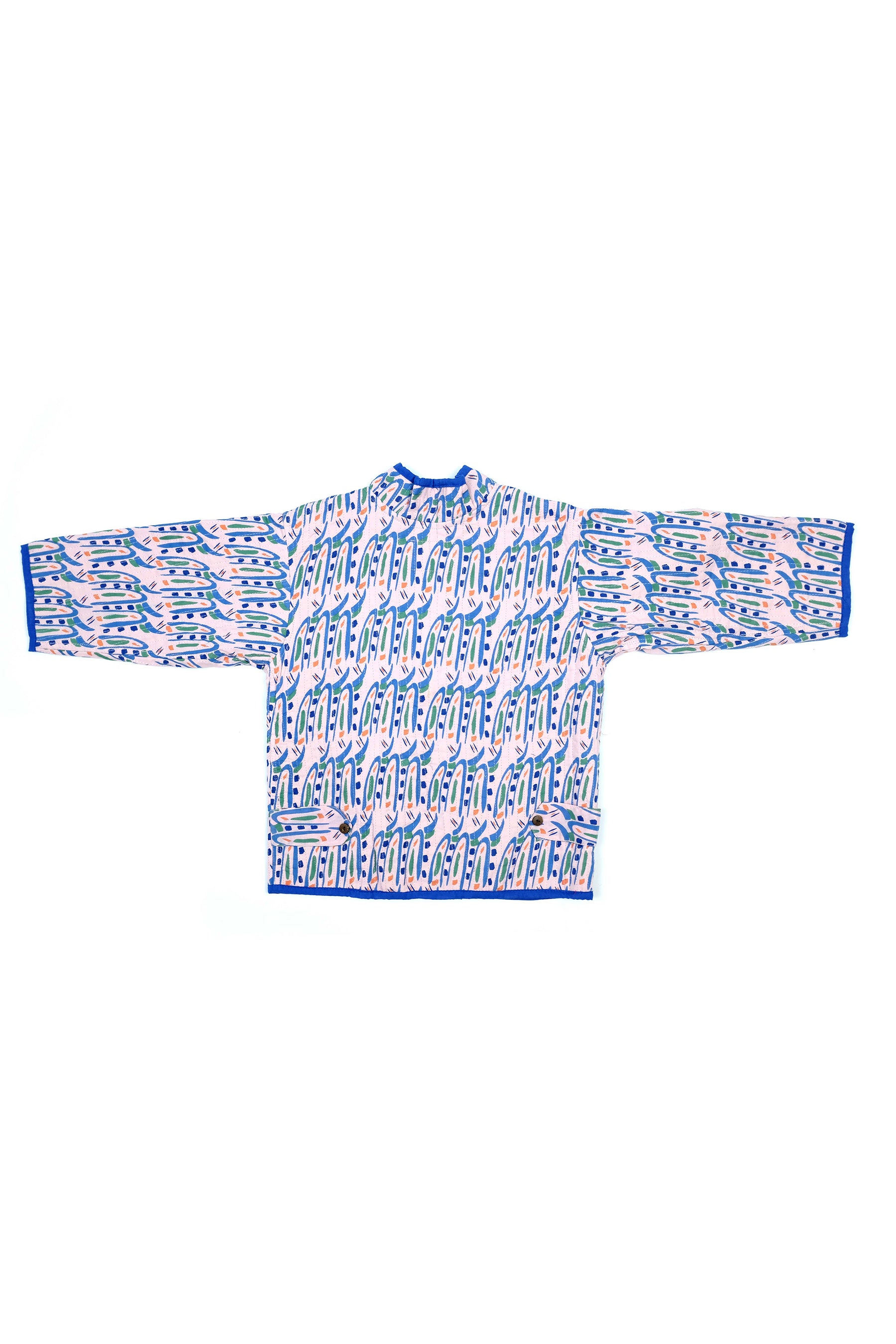 Kids organic cotton quilted Jacket in Hungry Bugs on Pink-Humphries and Begg