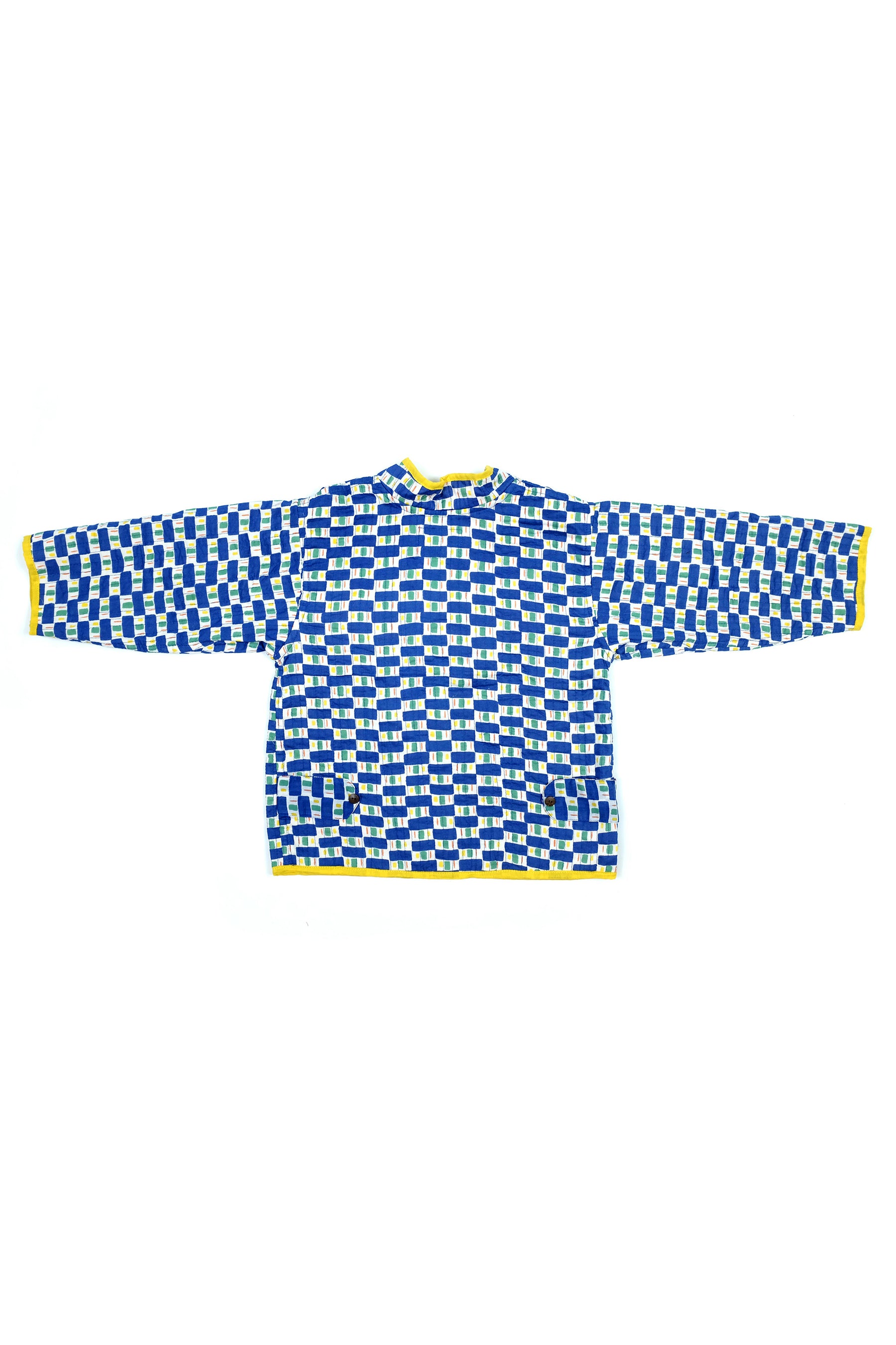 Kids organic cotton quilted Jacket in Blue Bridge-Humphries and Begg
