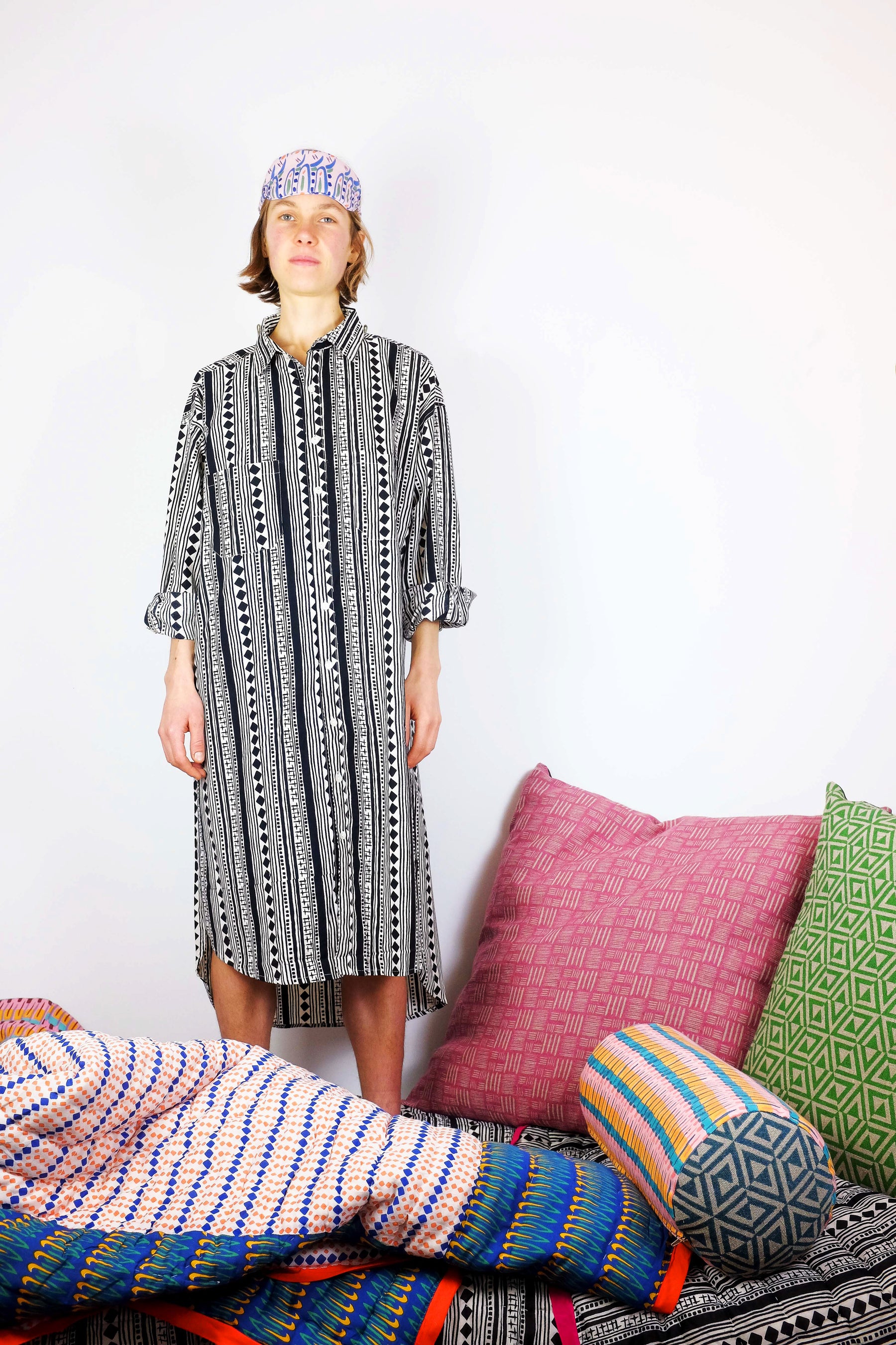 Organic Cotton Night shirt in Black Cabaret-Humphries and Begg