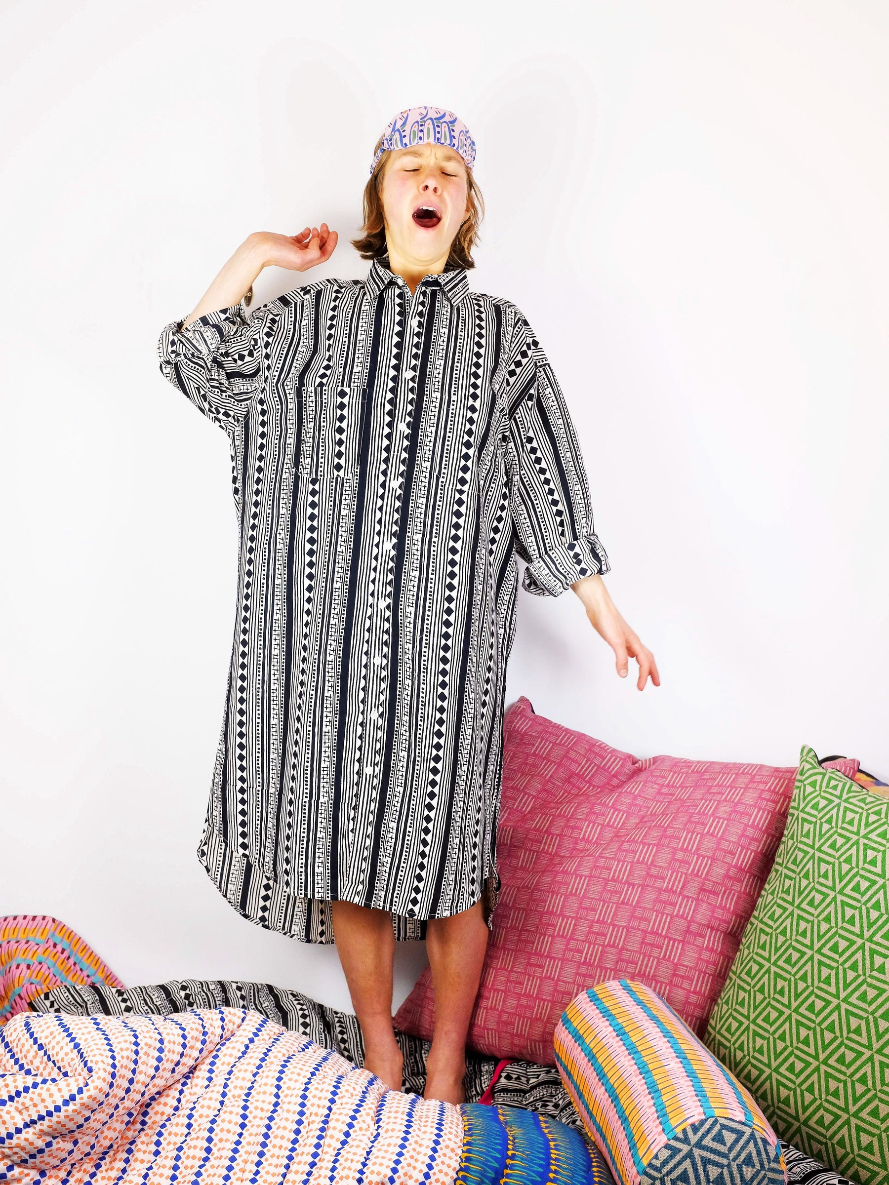 Organic Cotton Night shirt in Black Cabaret-Humphries and Begg