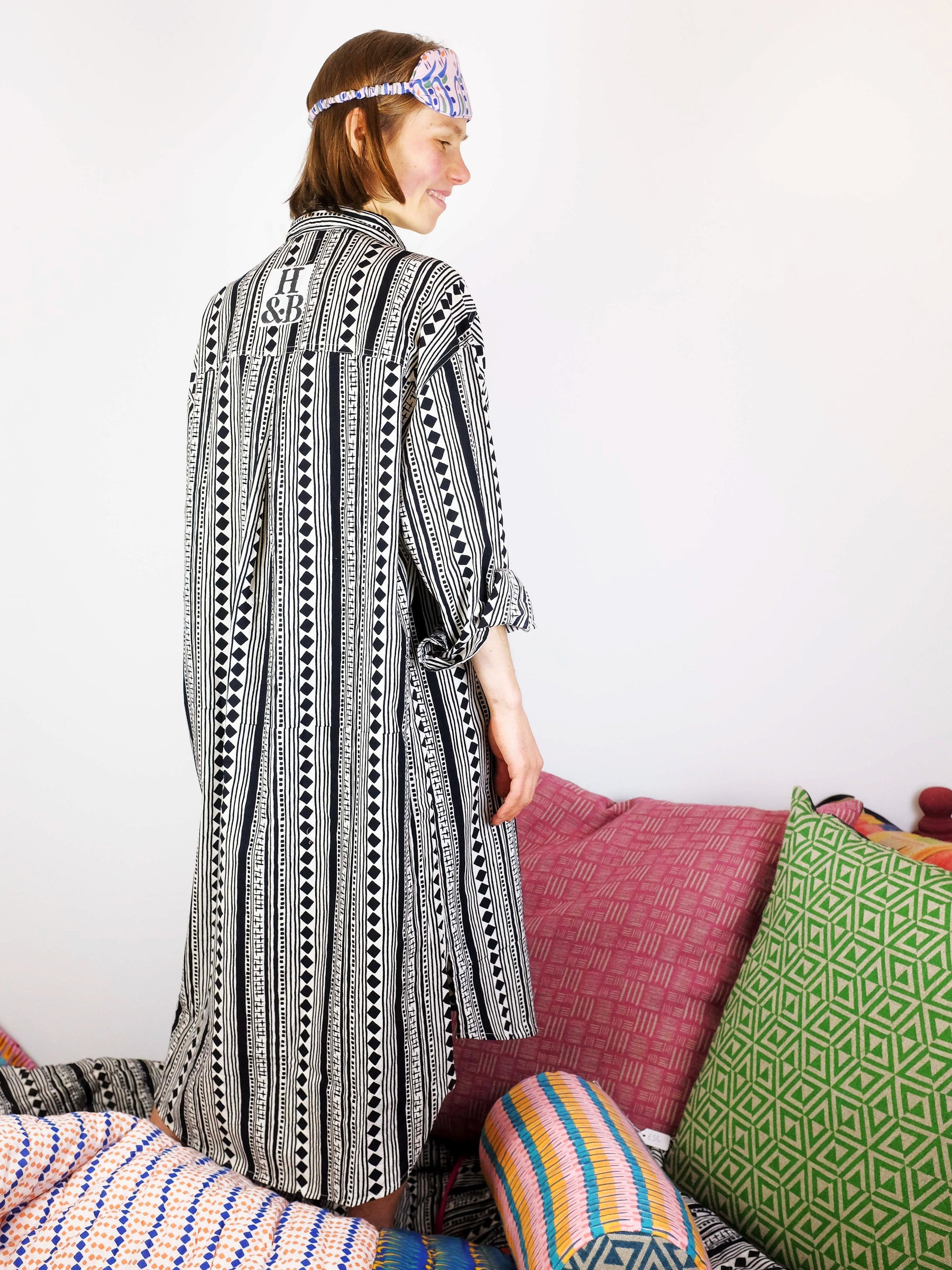 Organic Cotton Night shirt in Black Cabaret-Humphries and Begg