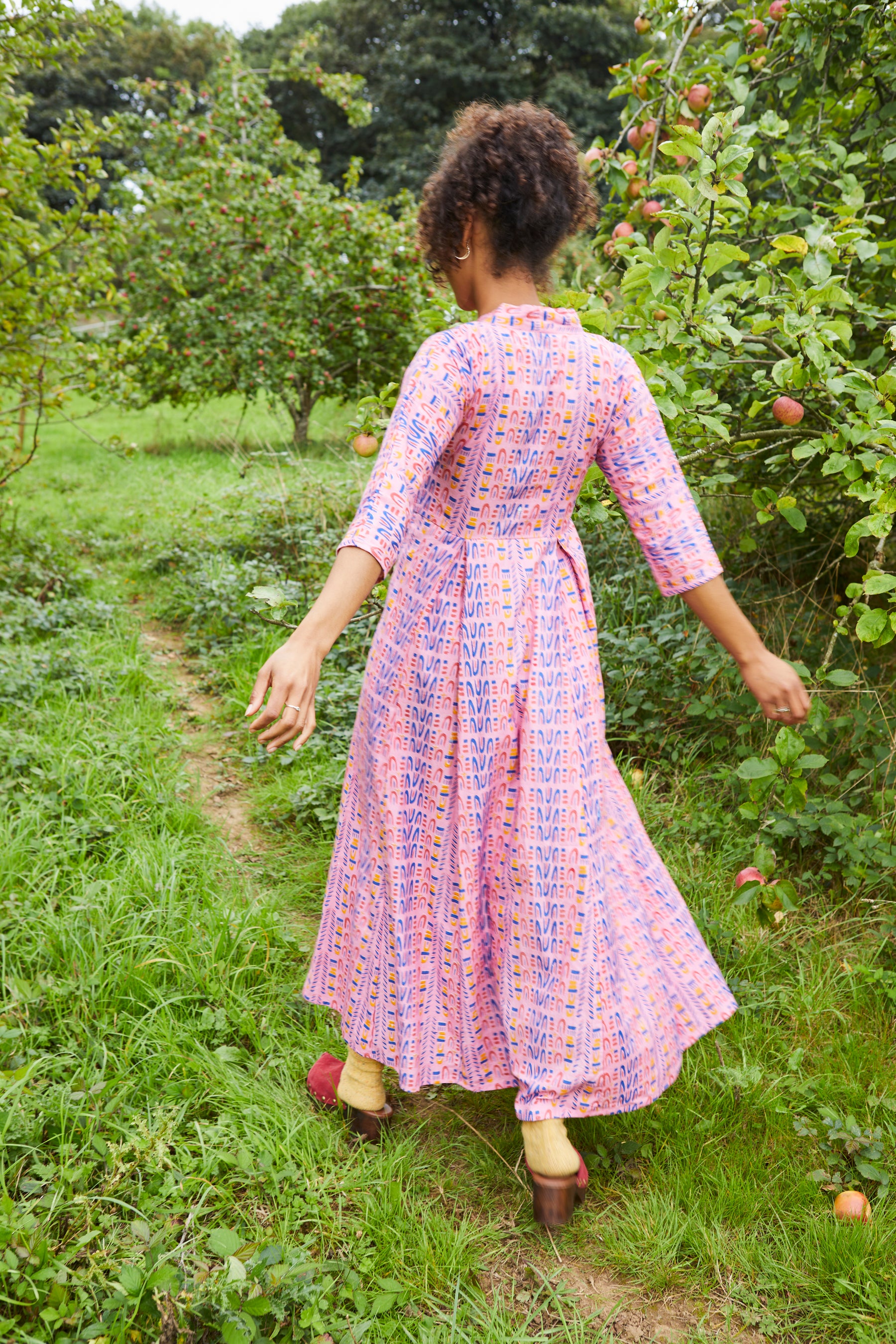 Lydia Dress - Pink Sky Dive in Organic Cotton
