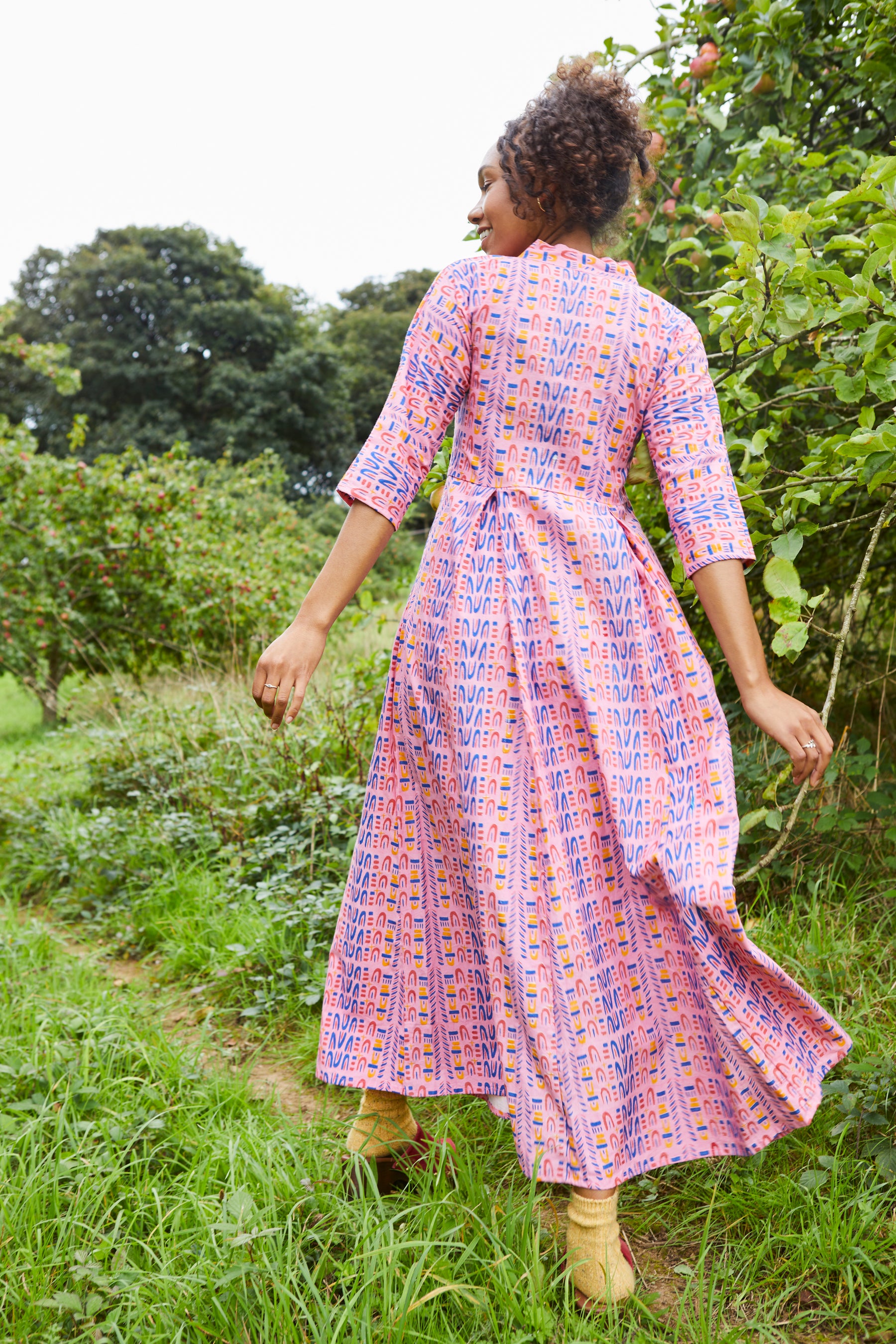 Lydia Dress - Pink Sky Dive in Organic Cotton