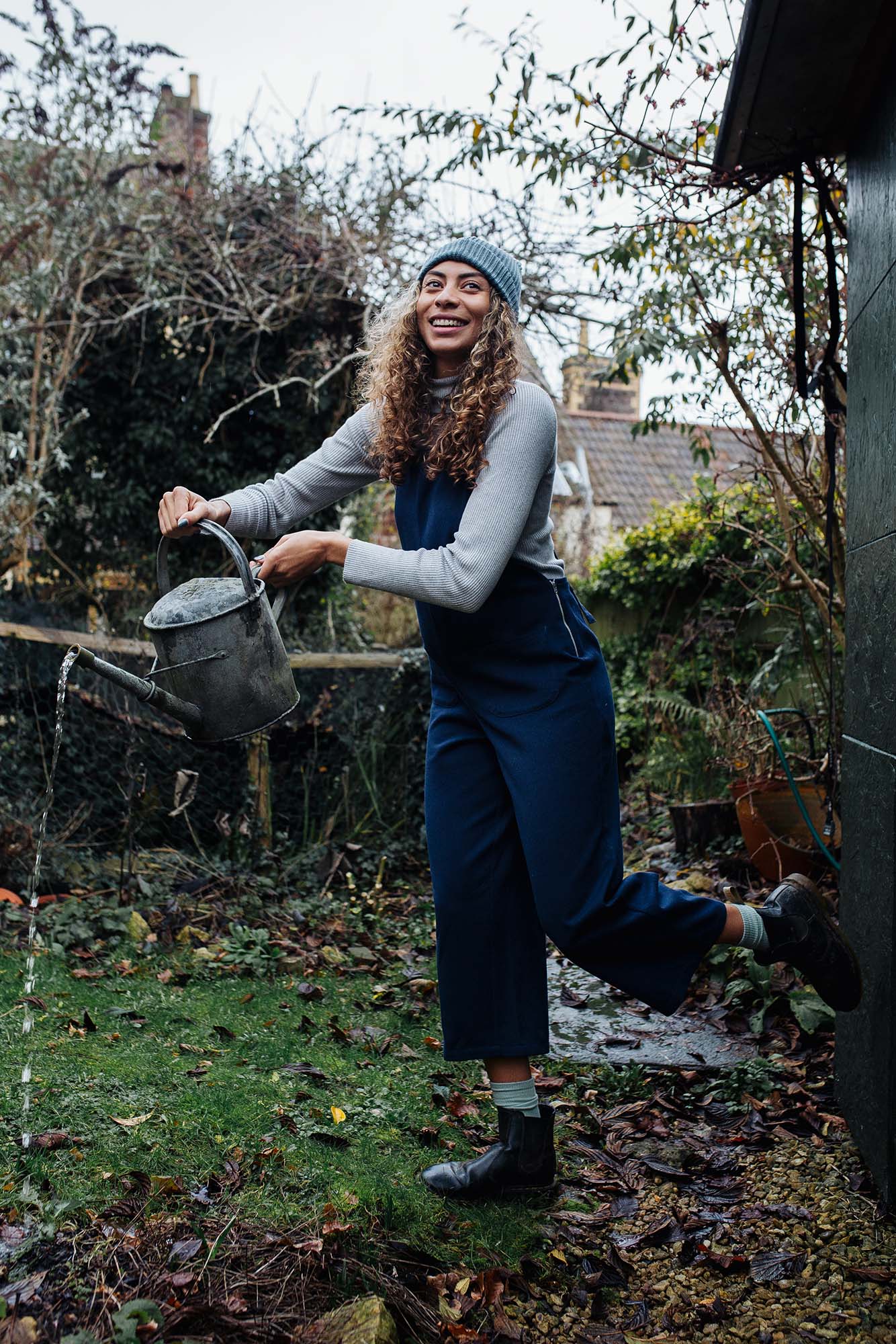 Rosie Dungarees In Navy Cotton Twill