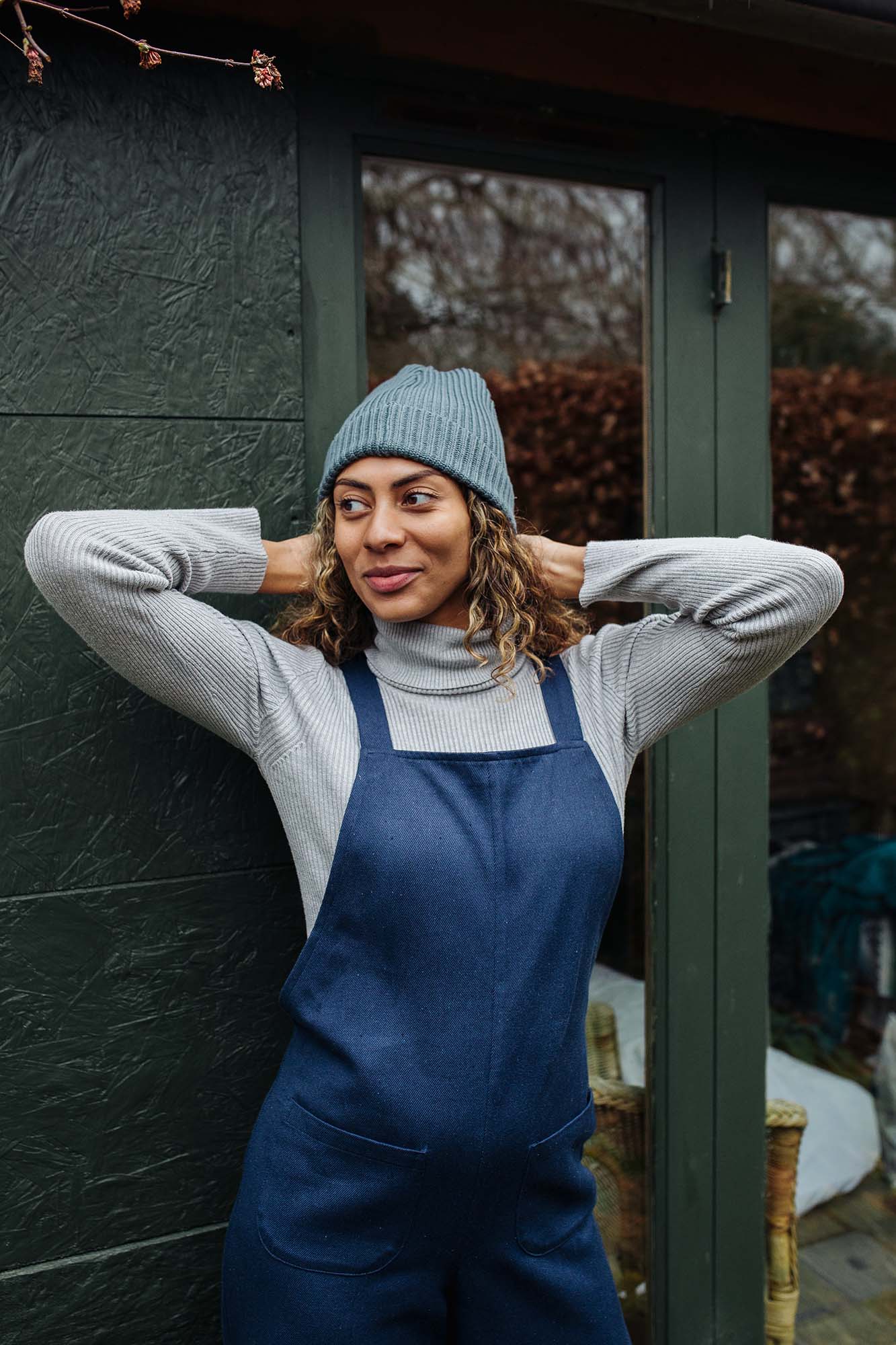 Rosie Dungarees In Navy Cotton Twill