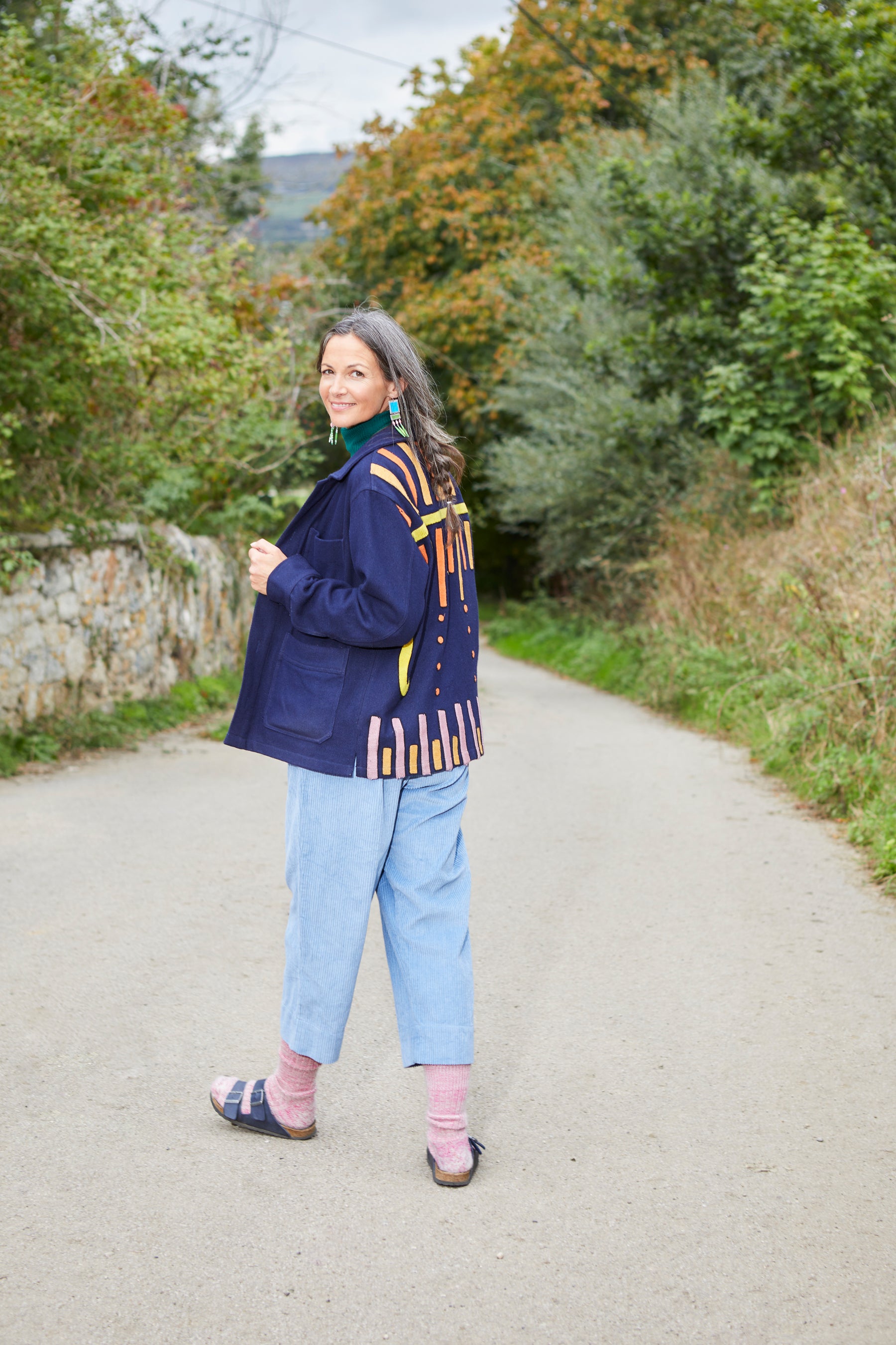 Unisex Embroidered Jacket in 'Navy'