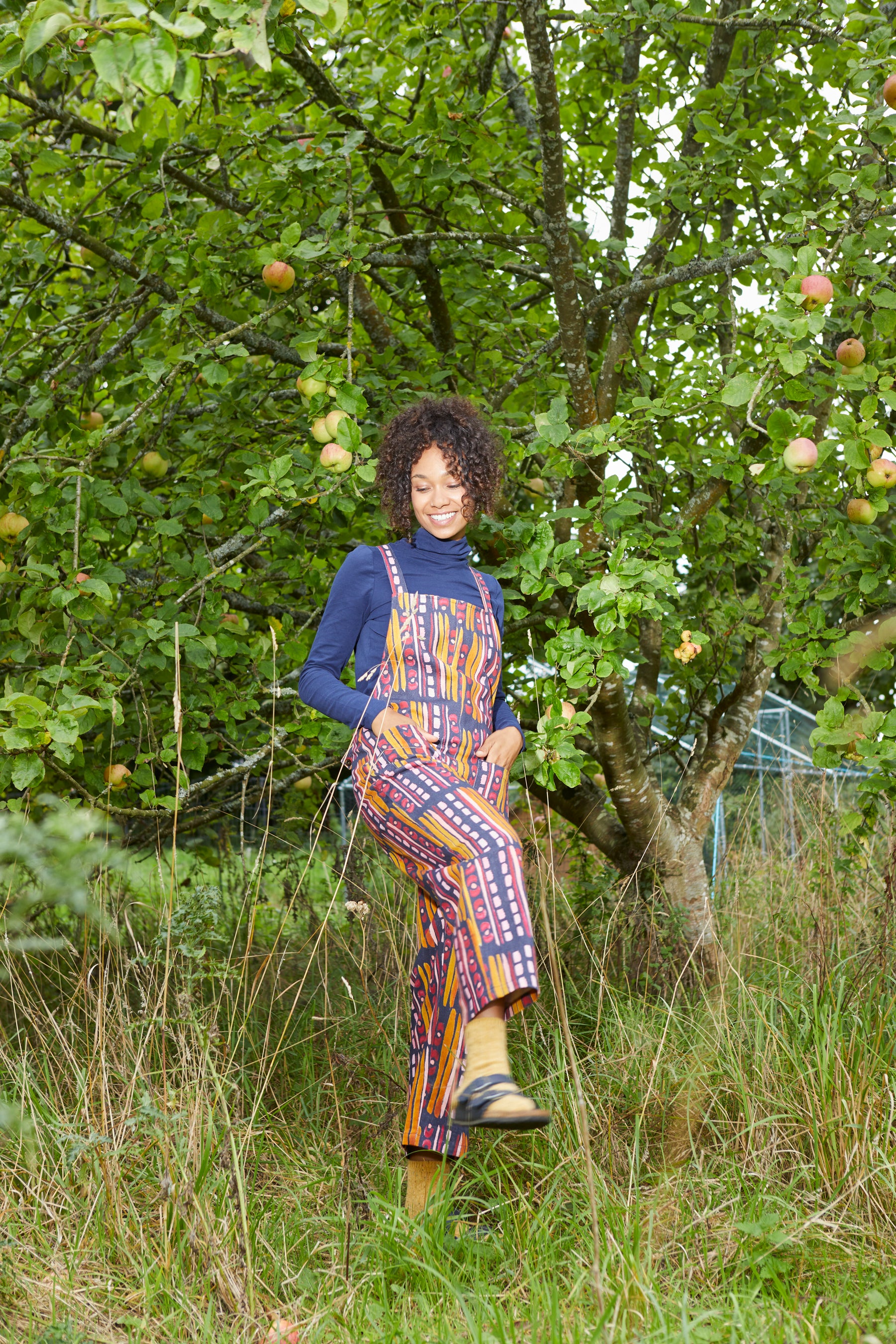 Rosie Dungarees in 'Navy Poppy'