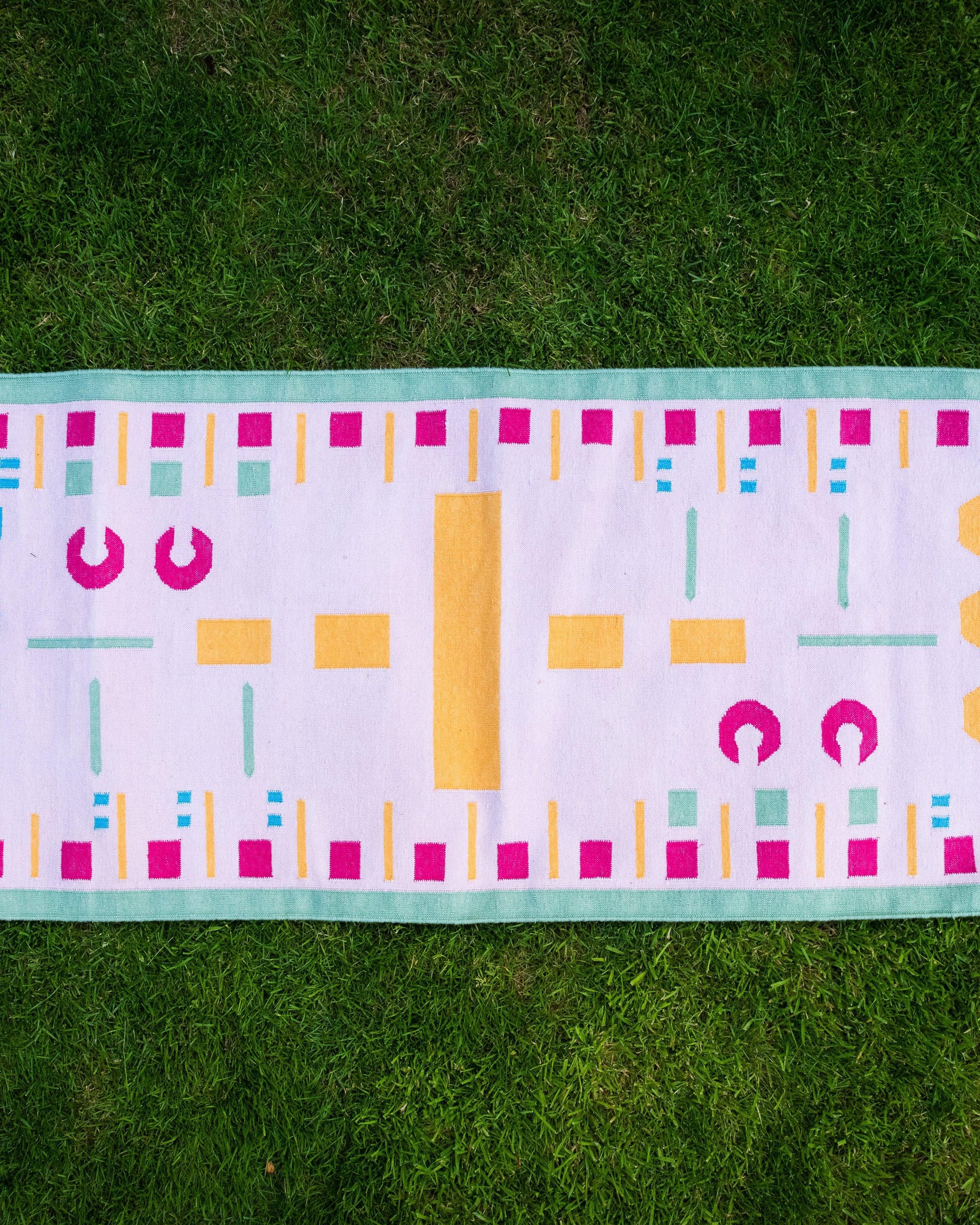 Punch Rug Runner - Handwoven cotton dhurrie-Humphries and Begg