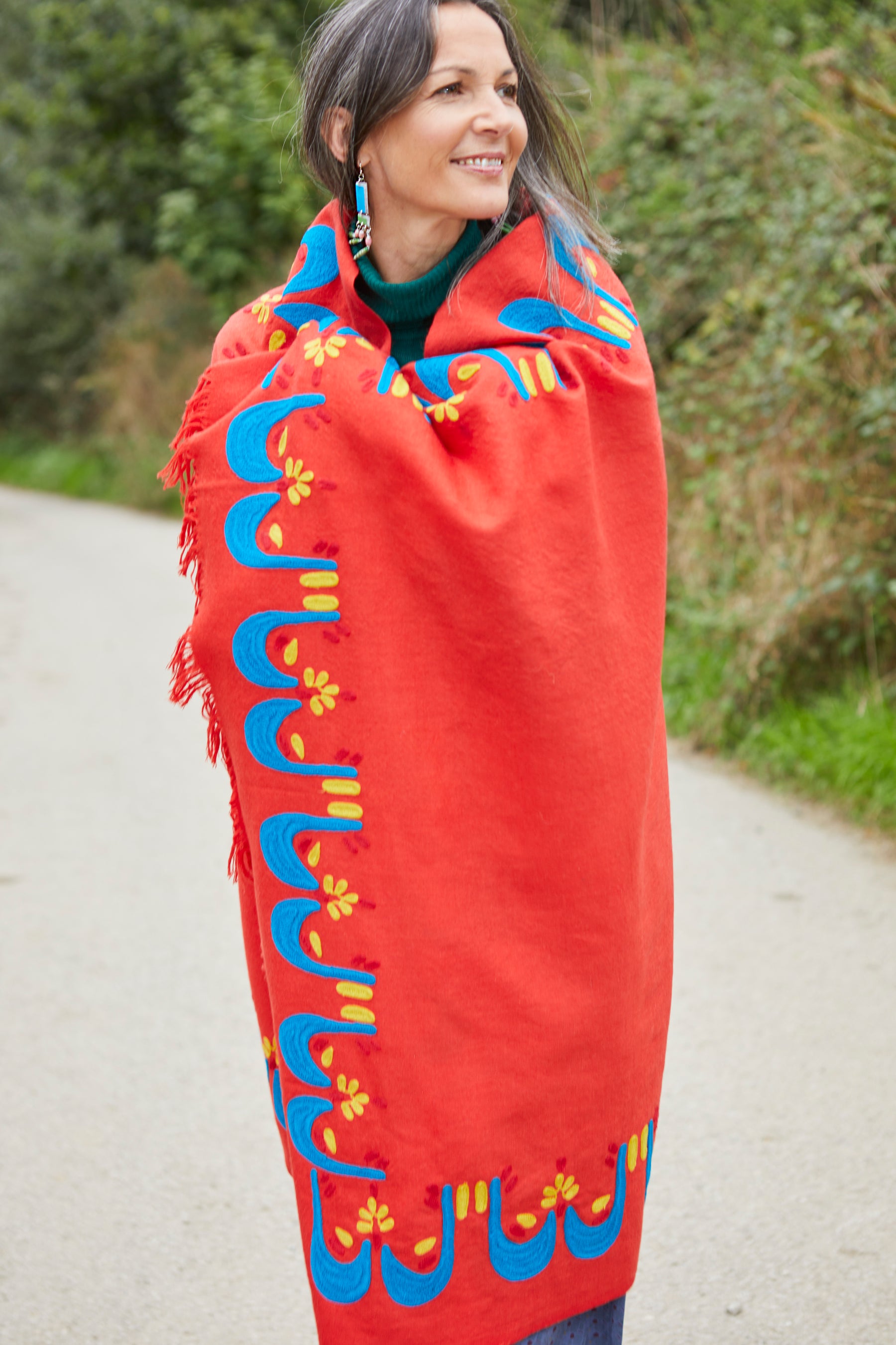 Red Crown Full Wool Shawl
