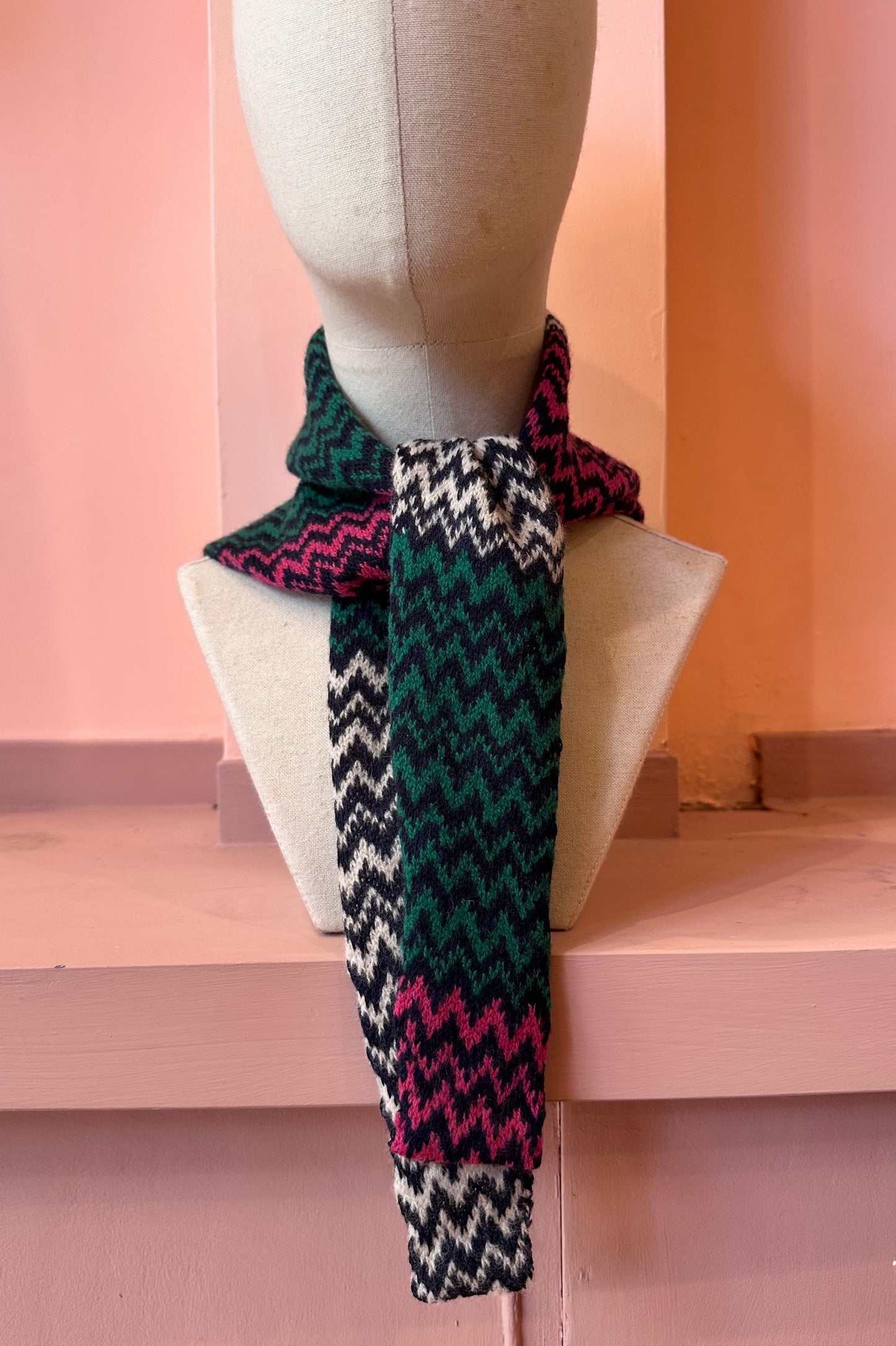 Triangle Scarf: 'Pink, Green & White Spark'