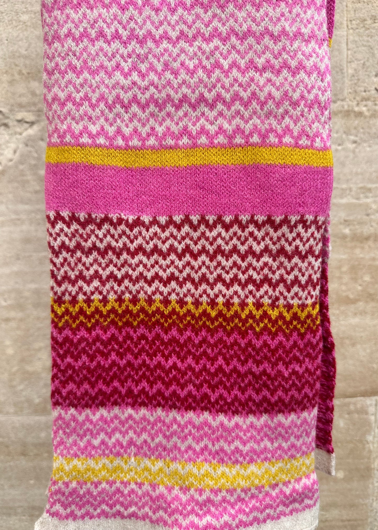 Lambswool Scarf: 'Pink & Yellow Spark'